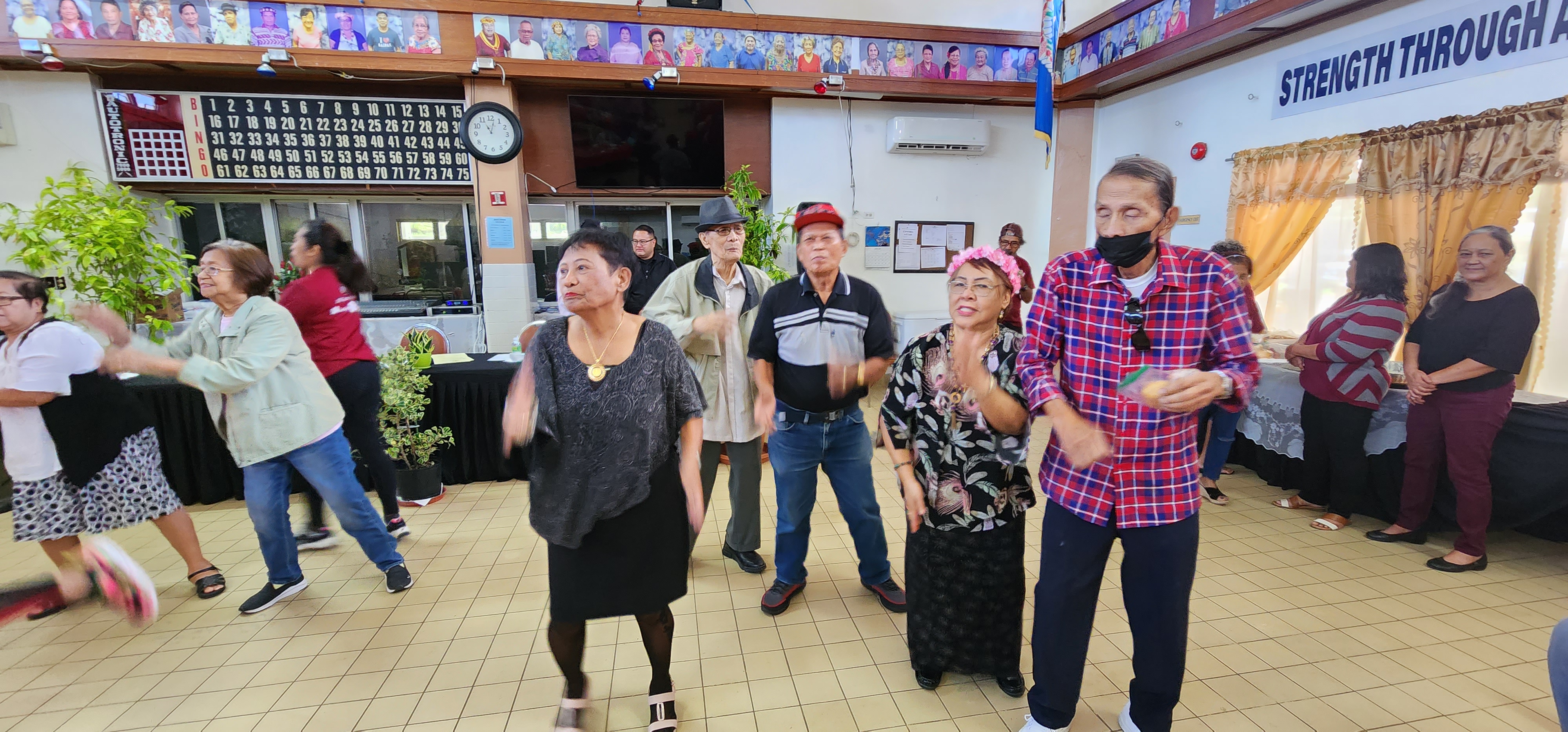 Senior citizens dance following the Older Americans Month proclamation ceremony at the CNMI Office on Aging.