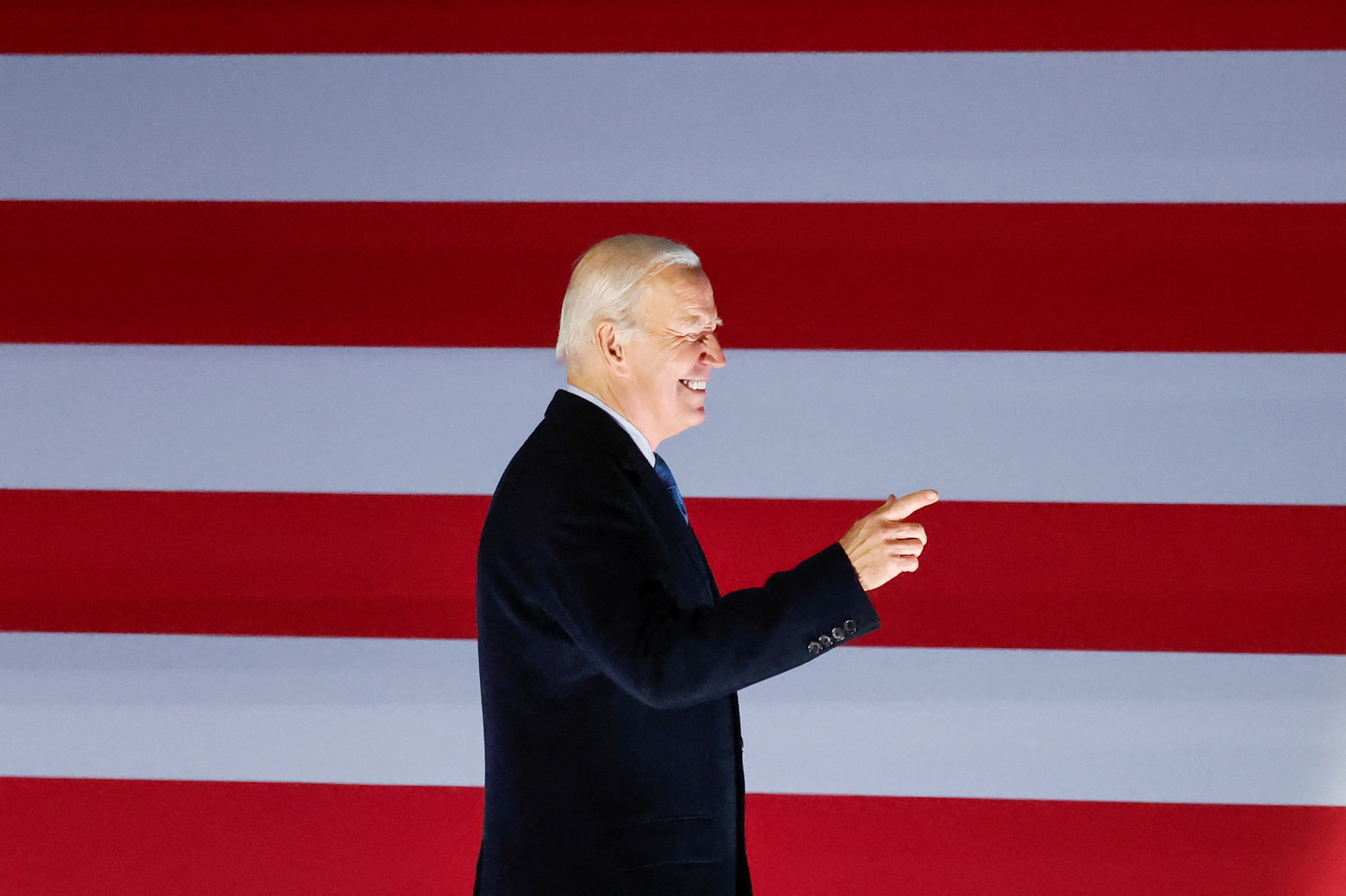 U.S. President Joe Biden gestures during an event at St. Muredach's Cathedral in Ballina, County Mayo, Ireland, April 14, 2023. REUTERS/Clodagh Kilcoyne
