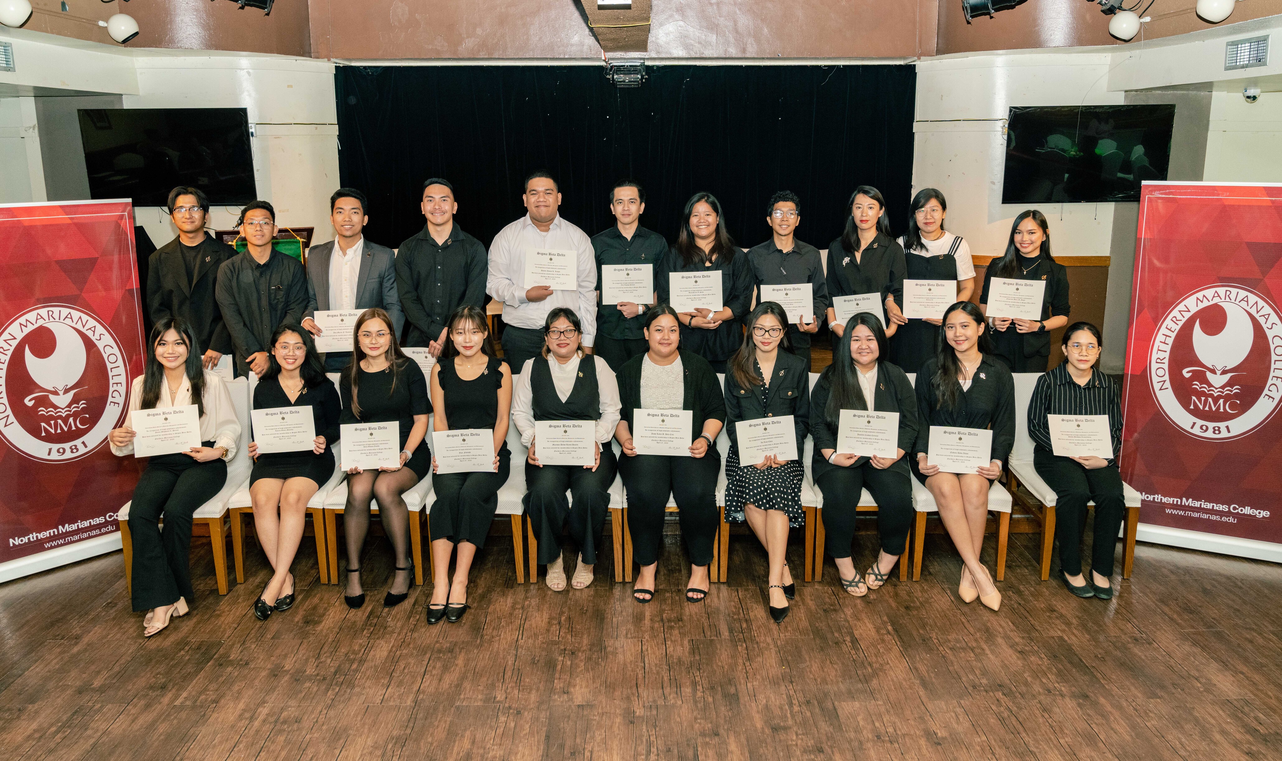 The newly inducted members of the Sigma Beta Delta honor society at Northern Marianas College.