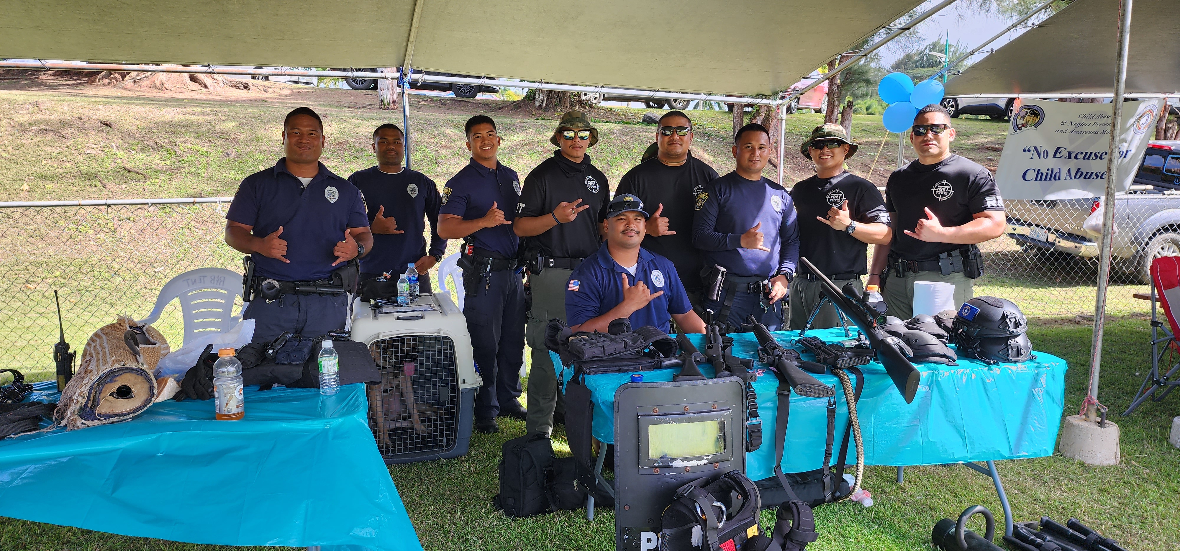 Department of Public Safety officers display some of their weapons and gear.