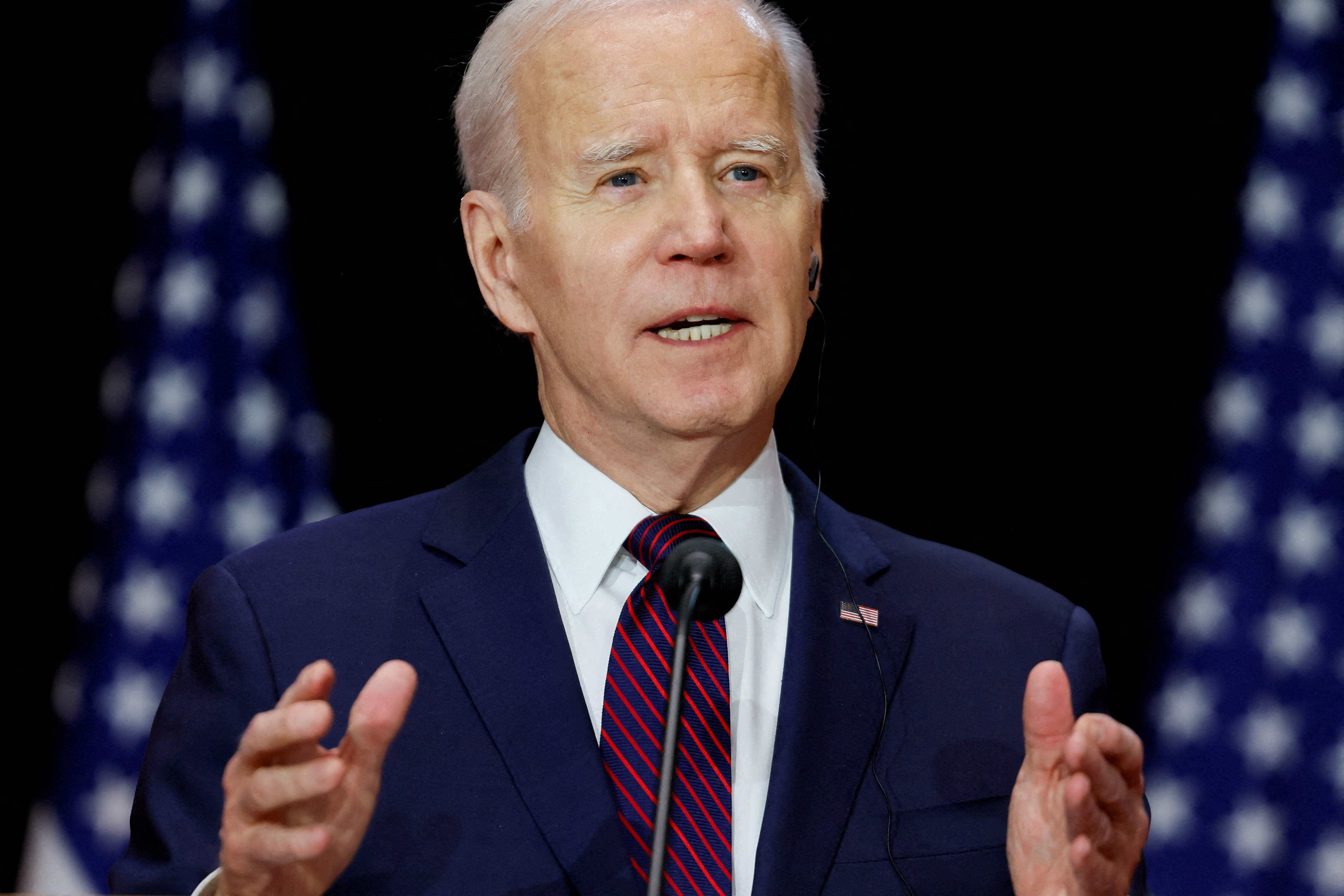 President Joe Biden speaks during a joint news conference with Canadian Prime Minister Justin Trudeau, in Ottawa, Ontario, Canada, March 24, 2023.