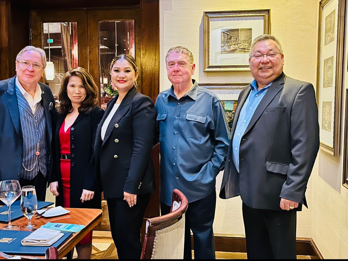 From left, Gary Green, chief financial officer of Acme Investment Group, co-founder of Economic Development Associates Inc. and chairman of Gary Green Gaming Inc.; Pamela Thilavanh, chief executive officer of Acme Investment Group; Senate Floor Leader Corina L. Magofna; Johnny Winokur, director of gaming for three Native American casinos in Washington state; and Jerry Floyd, general manager of casino operations of River Spirit Casino Resort.