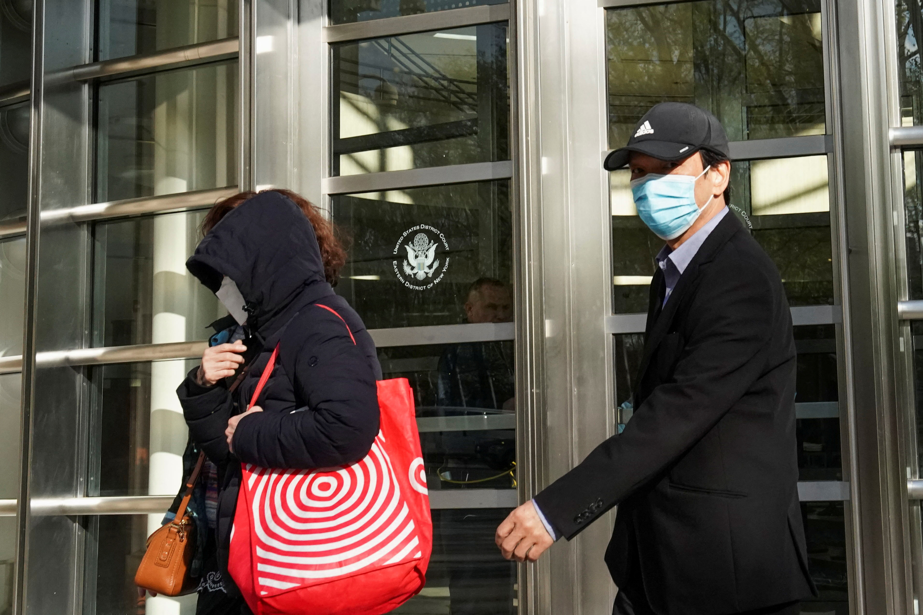Lu Jianwang, 61, a U.S. citizen charged with conspiring to act as an agent of the Chinese government by helping set up a Chinese ‘secret police station’ in New York, exits Brooklyn federal court after posting bond in New York City, U.S., April 17, 2023. REUTERS/Bing Guan