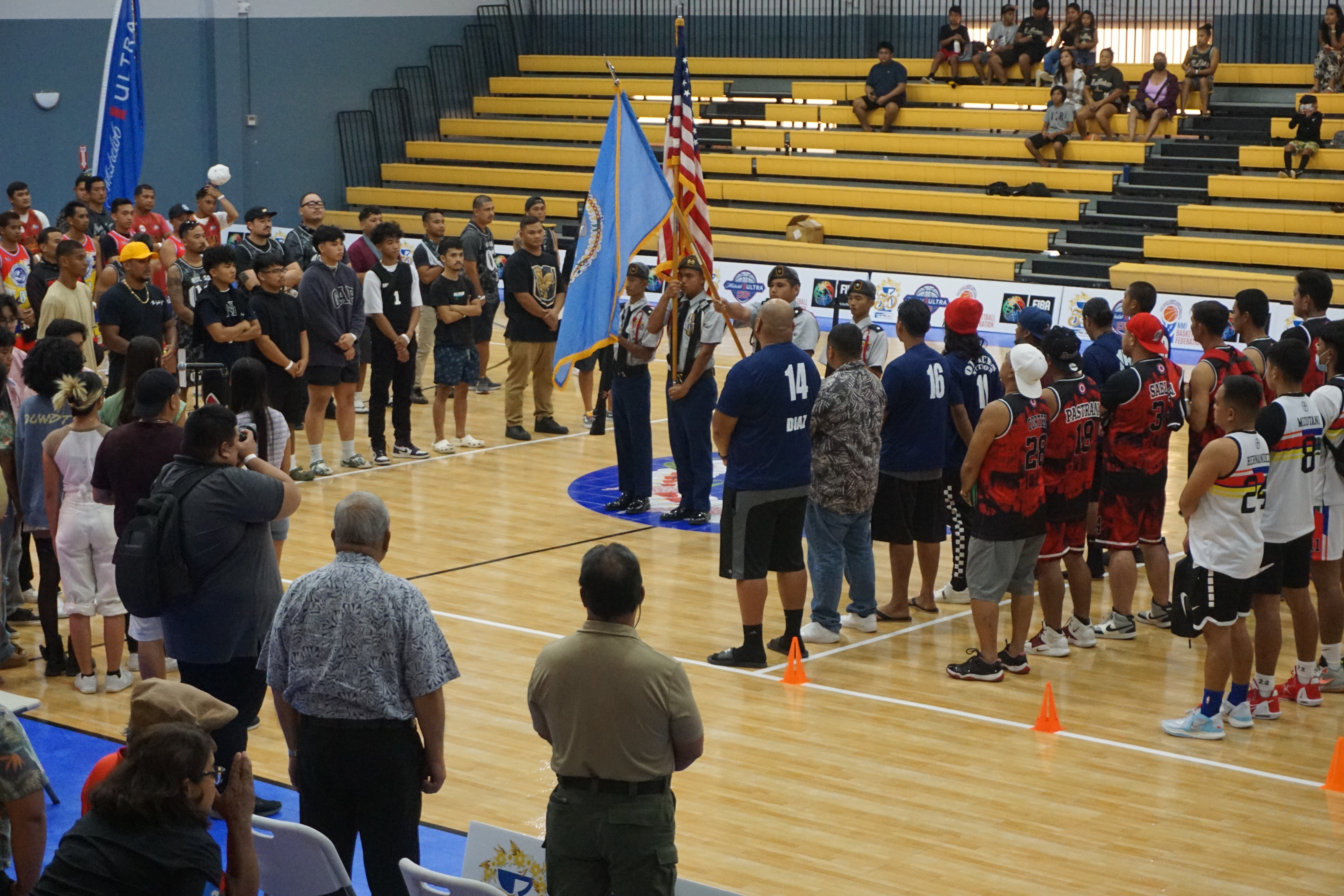 The Saipan Southern High School JROTC cadets present the colors.