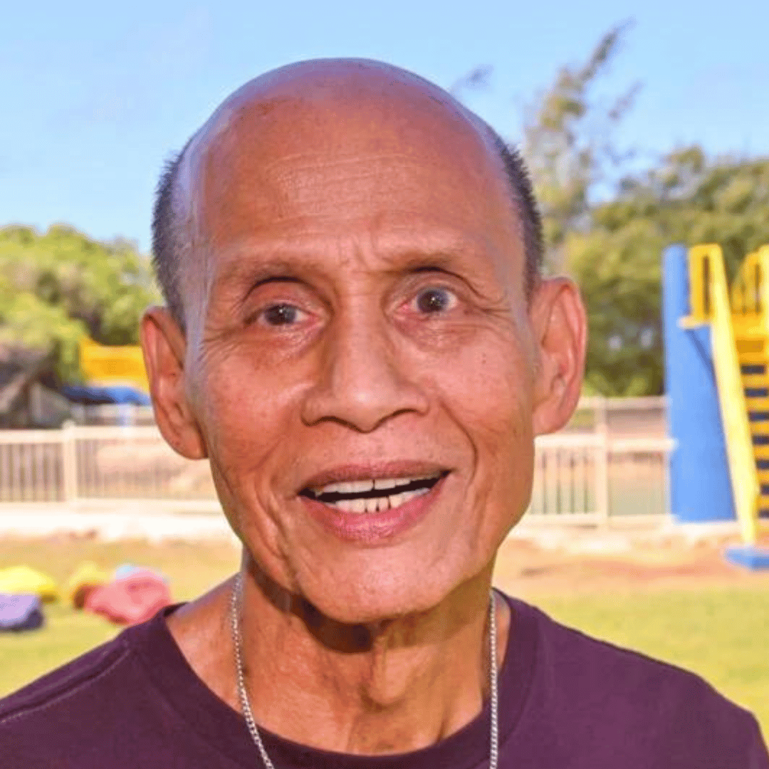 Resident Bill Paulino attends the Inalåhan Pool ribbon-cutting ceremony Monday, April 17, 2023, in Inalåhan. 