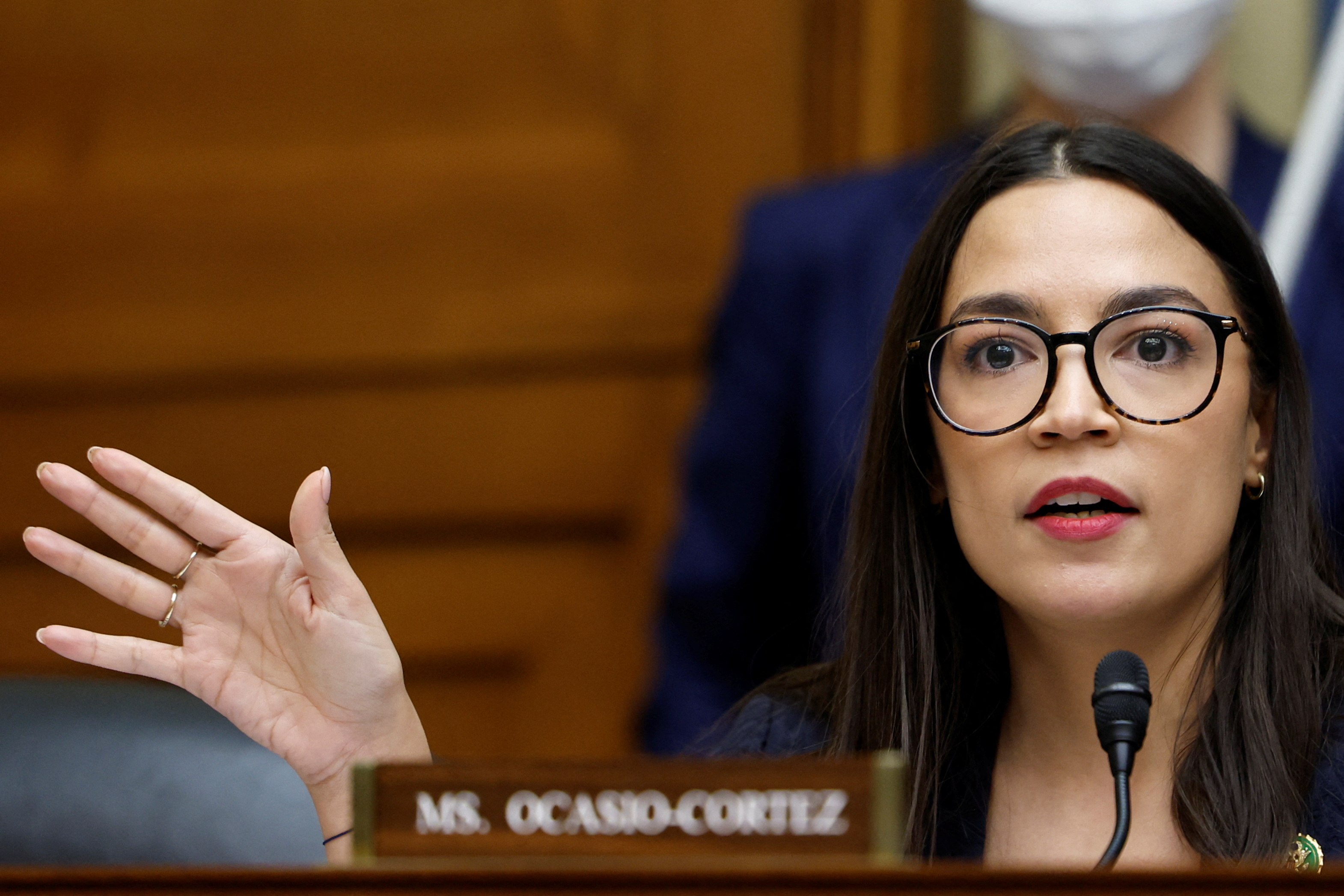 U.S. House Oversight and Accountability Committee member Alexandria Ocasio-Cortez, D-NY, questions witnesses during a hearing about Twitter's handling of a 2020 New York Post story about Hunter Biden and his laptop, in Washington, D.C., Feb. 8, 2023.