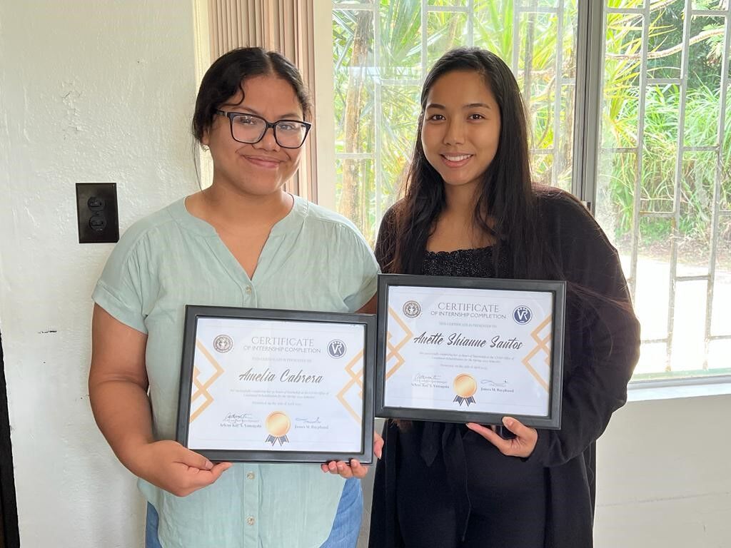 Northern Marianas College students Amelia Cabrera, left, and Shianne Santos.
