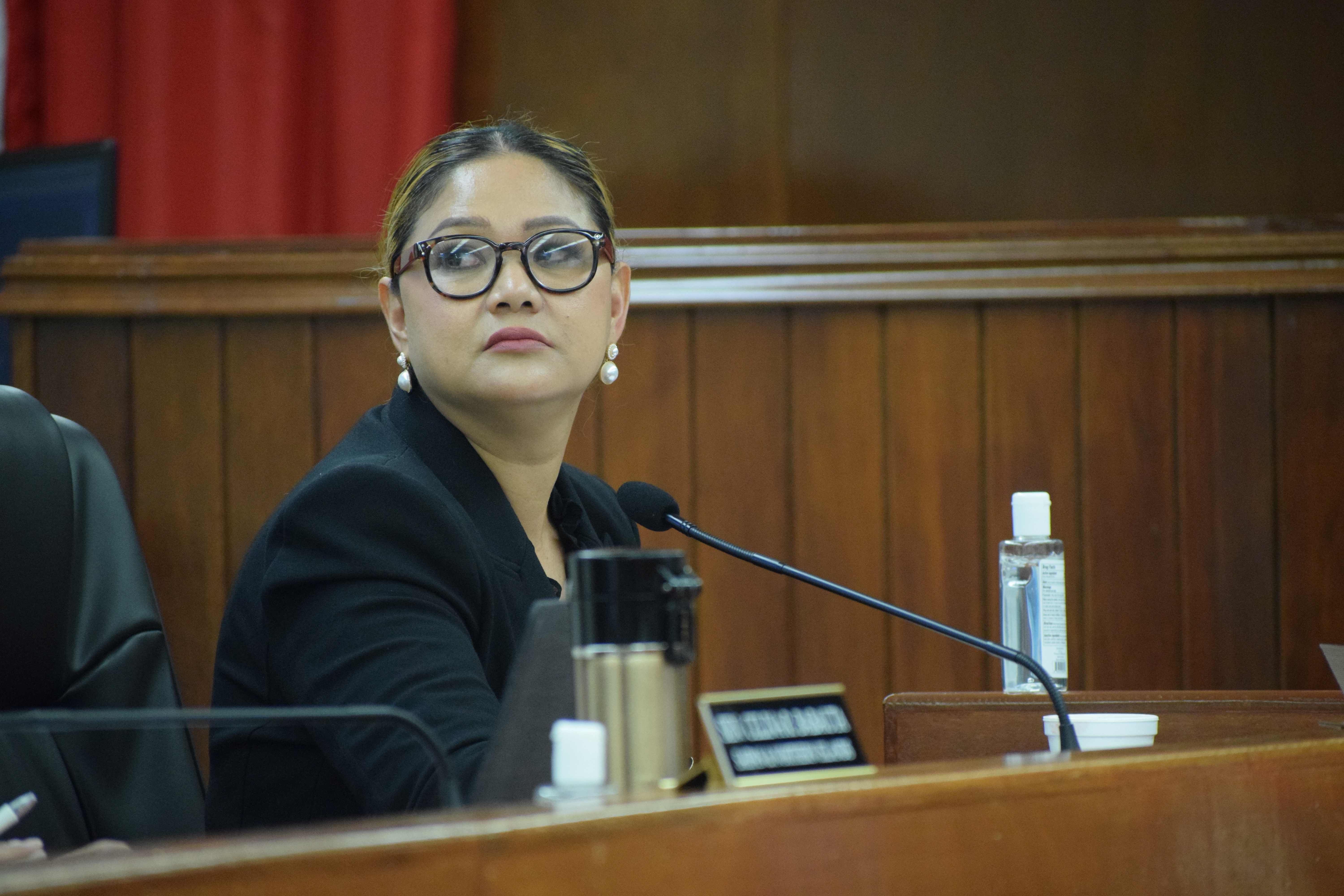 Senate Floor Leader Corina L. Magofna attends a Senate session on Monday.