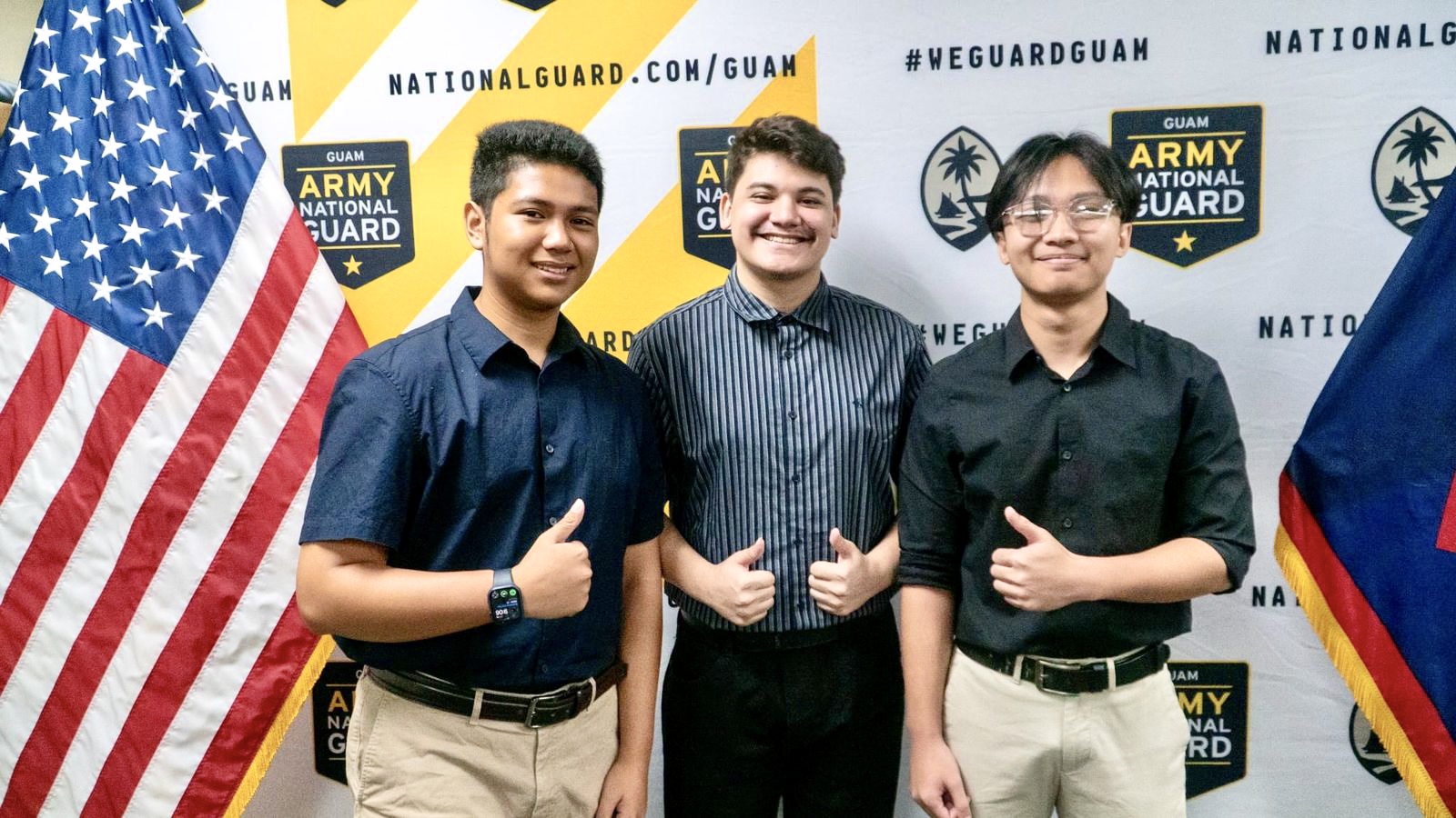 From left, Marianas High School Class of 2022 members Ydrane Sanje, Jonathan Wolf and Haley Sangalang have enlisted in the Army National Guard.