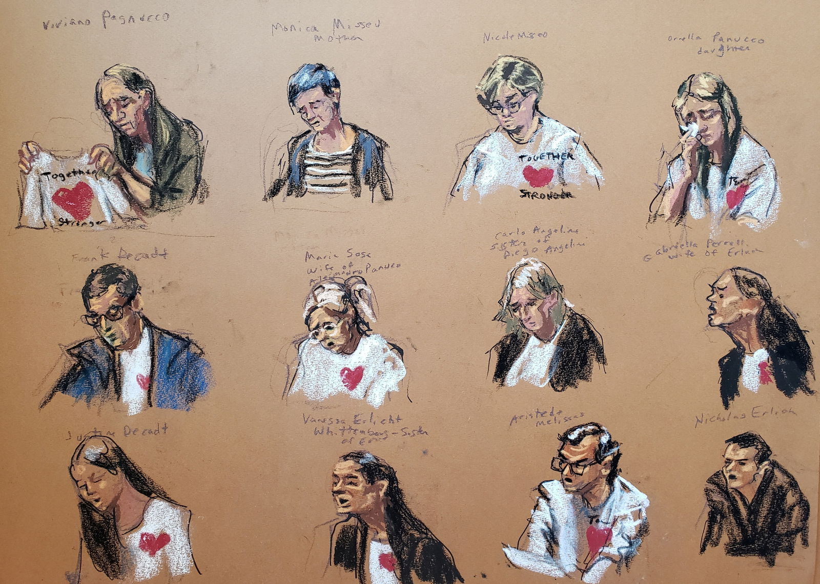 Victim impact statements are given during the sentencing hearing of Sayfullo Saipov, who was convicted in January of murder and terrorism charges after mowing down cyclists and pedestrians with a truck, in New York, U.S., May 17, 2023 in this courtroom sketch. REUTERS/Jane Rosenberg