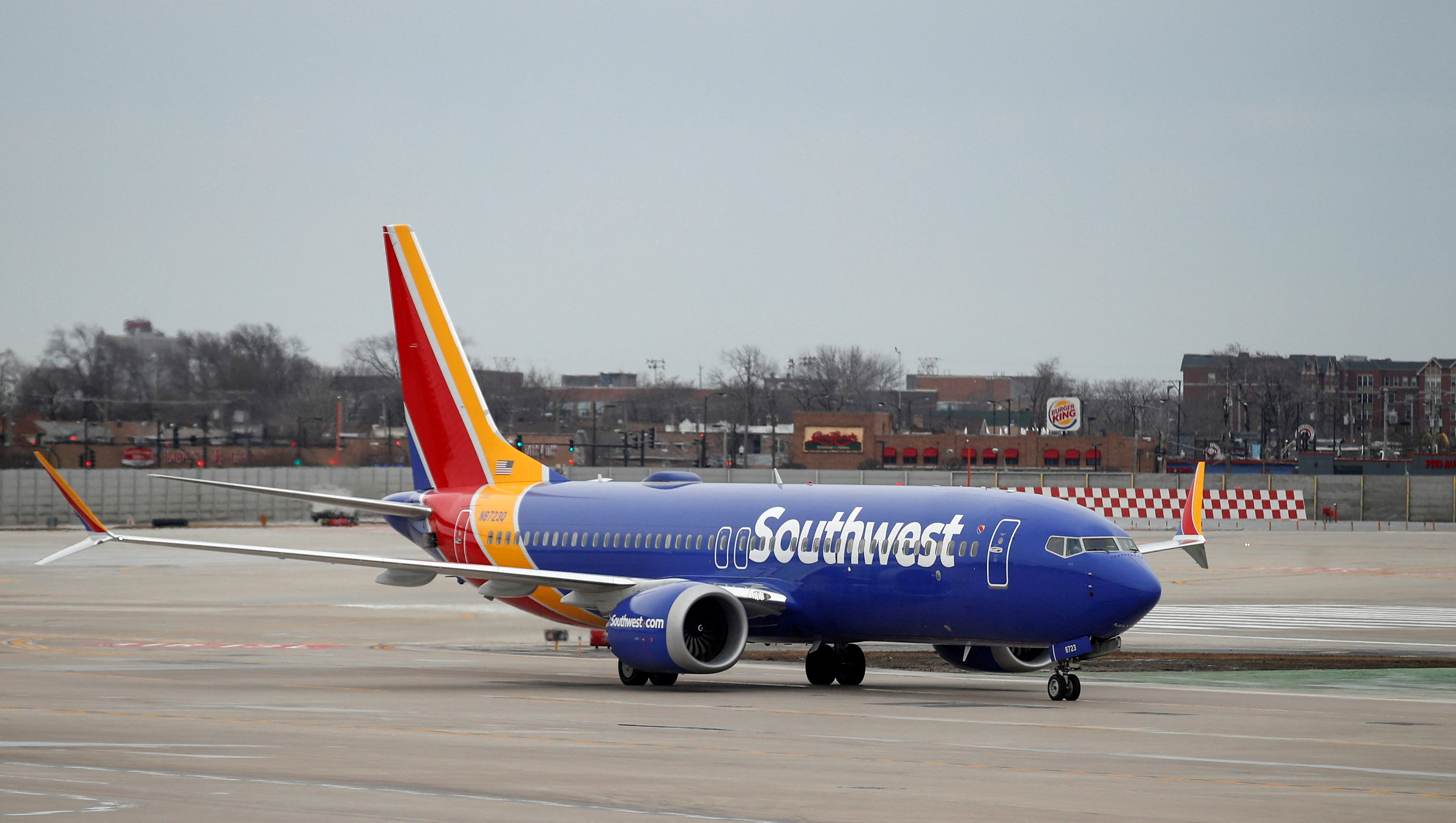 FILE PHOTO: A Southwest Airlines Co. Boeing 737 MAX 8 aircraft taxis after landing at Midway International Airport in Chicago, Illinois, U.S., March 13, 2019. REUTERS/Kamil Kraczynski/File Photo