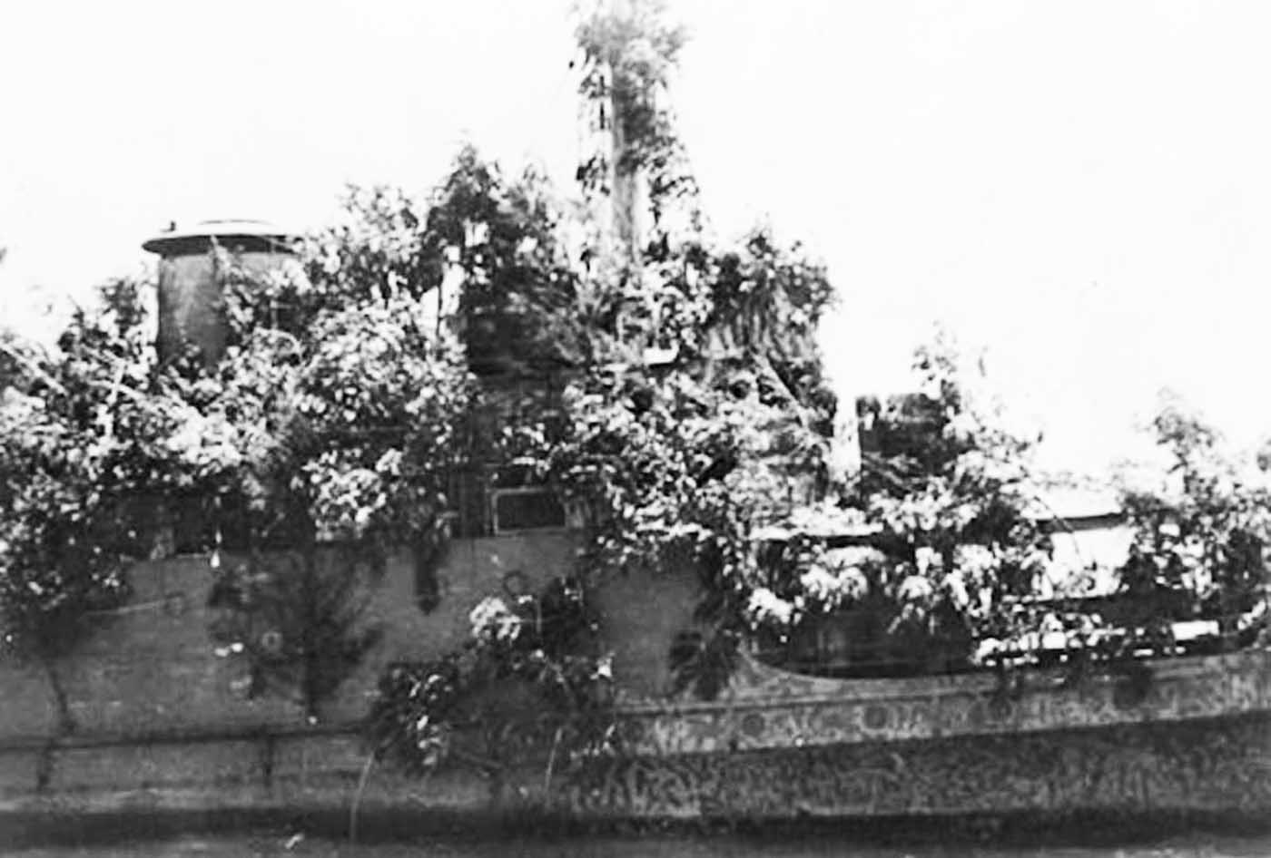 The camouflaged Dutch minesweeper Abraham Crijnssen.