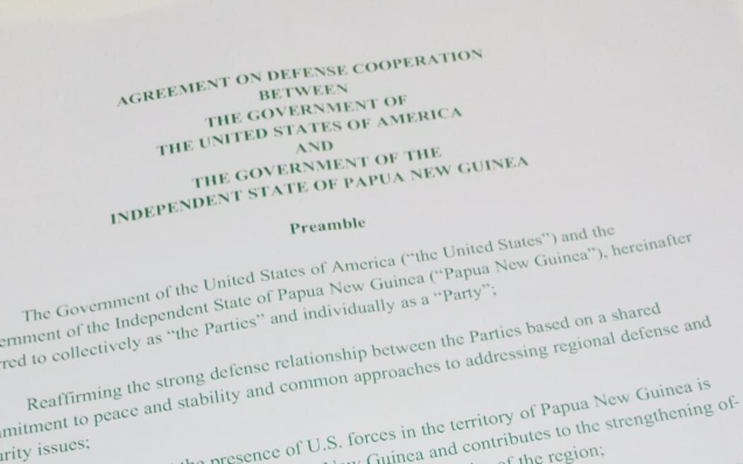 The opening page of a leaked draft of the security agreement being brokered between the United States and Papua New Guinea as of their May 1-6 round of negotiations.