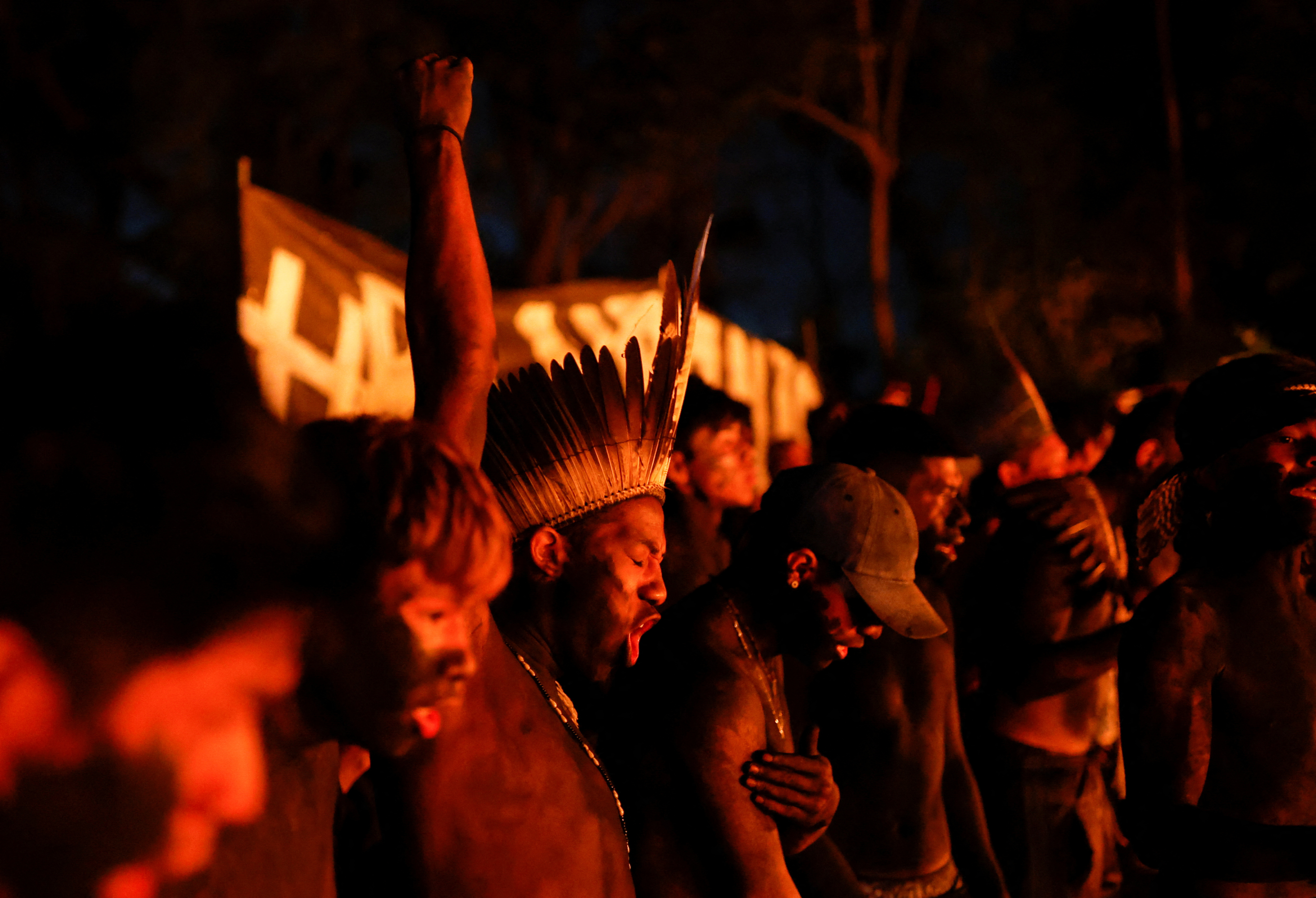 Guarani Mbya Indigenous people protest against the so-called legal thesis of "Marco Temporal" (Temporal Milestone) as they close the Bandeirantes highway in Sao Paulo, Brazil May 30, 2023. REUTERS/Amanda Perobelli
