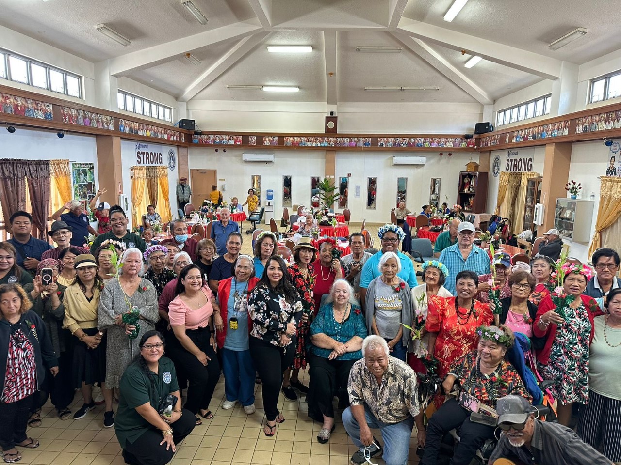 Senior citizens pose with Saipan Mayor Ramon “RB” Camacho and his staff at the manamko’ center on Monday, May 15.