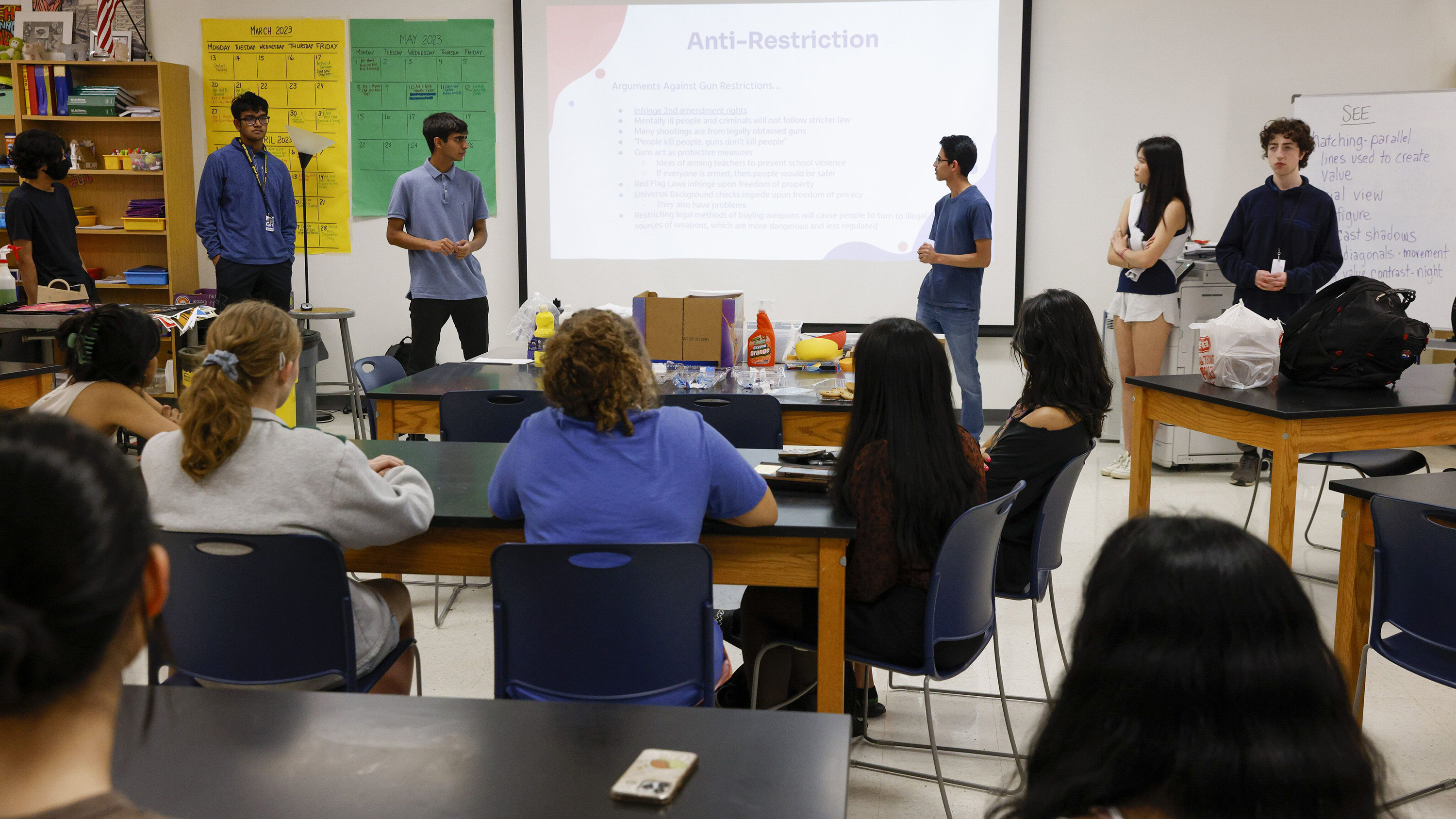 Politics for Teens leaders speak about the gun restriction debate during a meeting at Plano West Senior High School on Thursday, May 18, 2023, in Plano, Texas. (ElÃ­as Valverde II/The Dallas Morning News/TNS)
