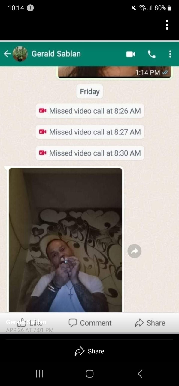 A screen shot of inmate Gerald Sablan’s WhatsApp screen.