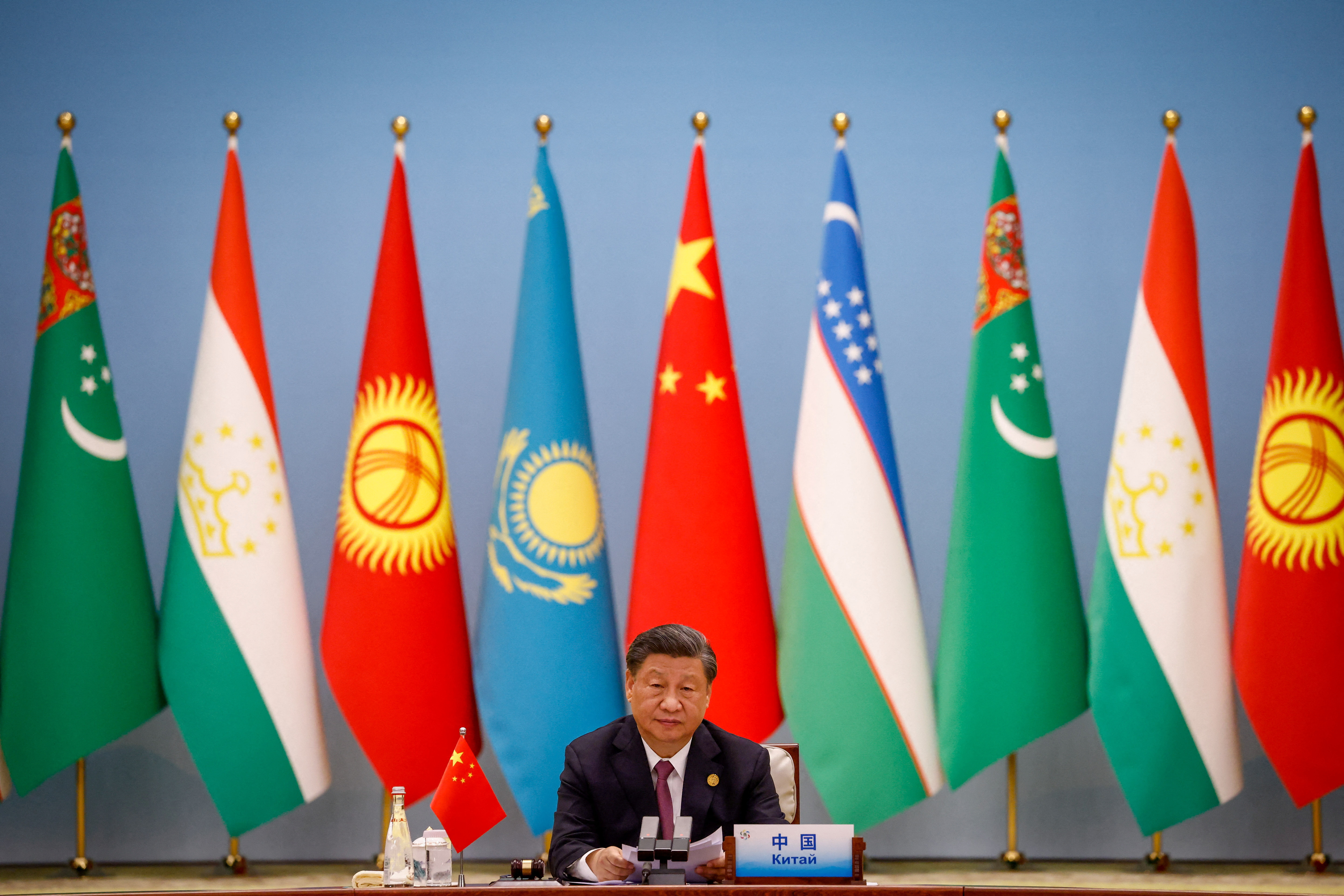 Chinese President Xi Jinping speaks at the round table during the China-Central Asia Summit in Xi'an, Shaanxi province, China, 19 May 2023. MARK CRISTINO/Pool via REUTERS