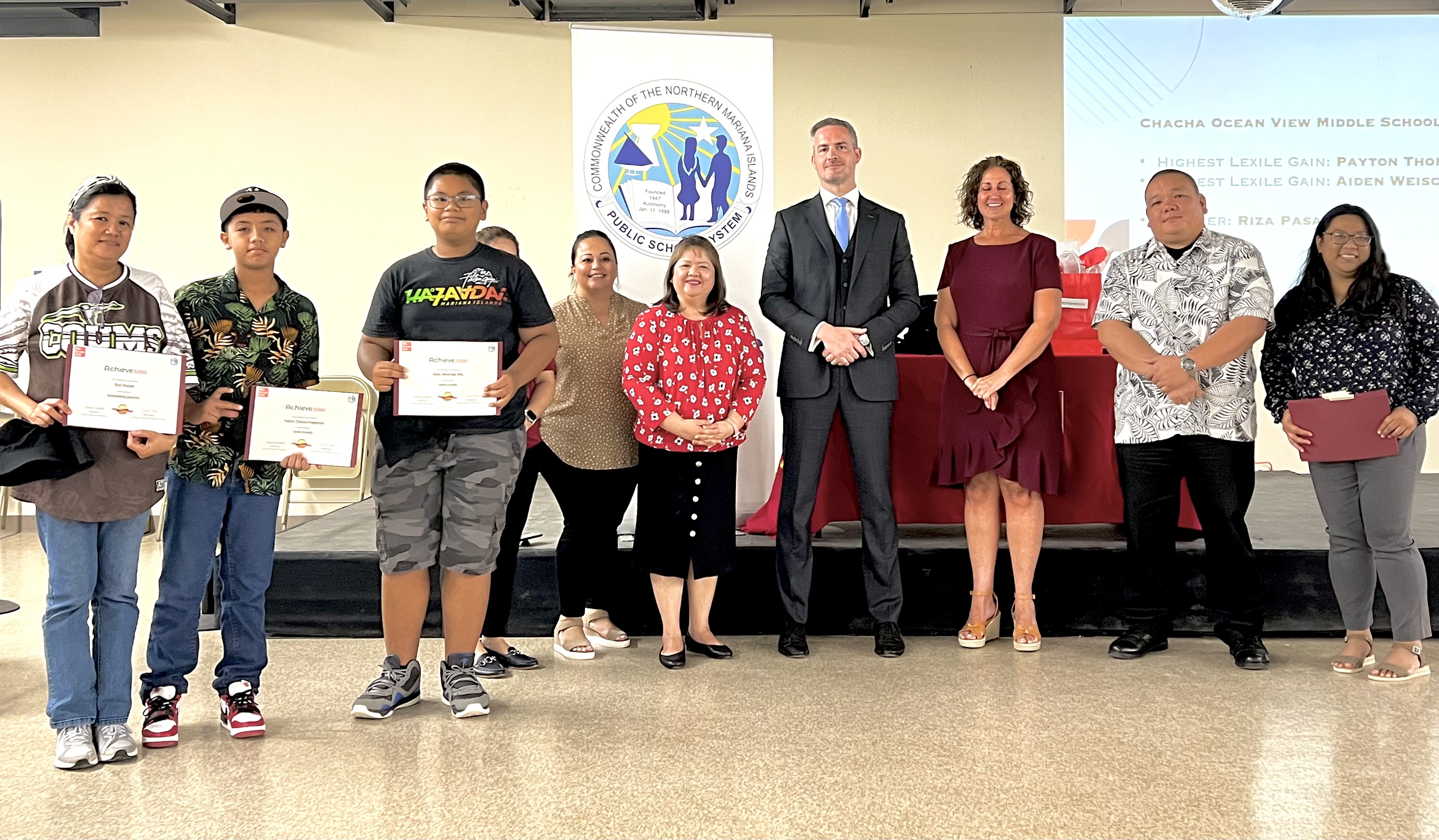 Chacha Oceanview Middle School awardees.