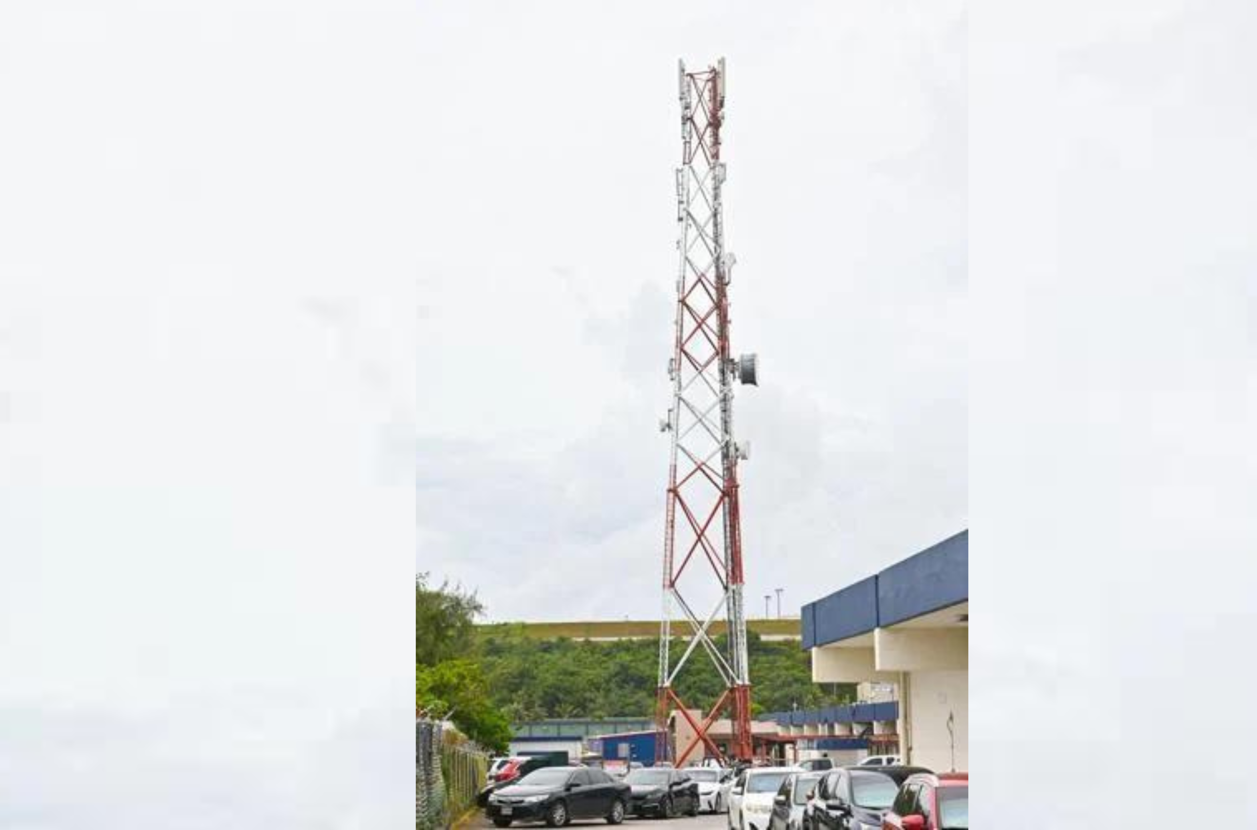 A communications tower at the IT&E Headquarters is seen on May 22 in Harmon. David Castro/The Guam Daily Post