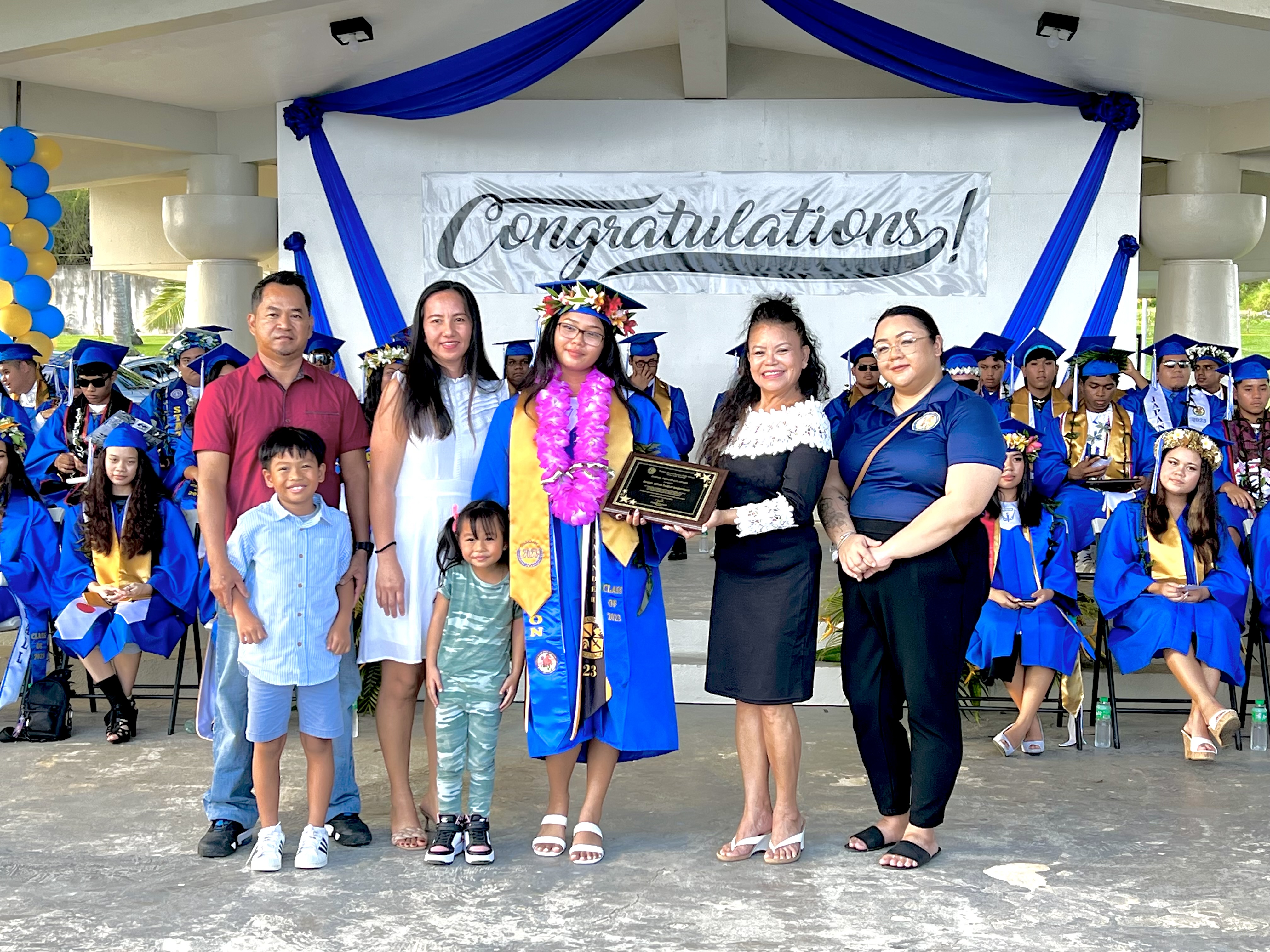 THS Principal Liz Perzinski and Vice Principal Nikita Mendiola present the Principal’s School Leadership Award to Hazel Anne Pablo Mabansag.