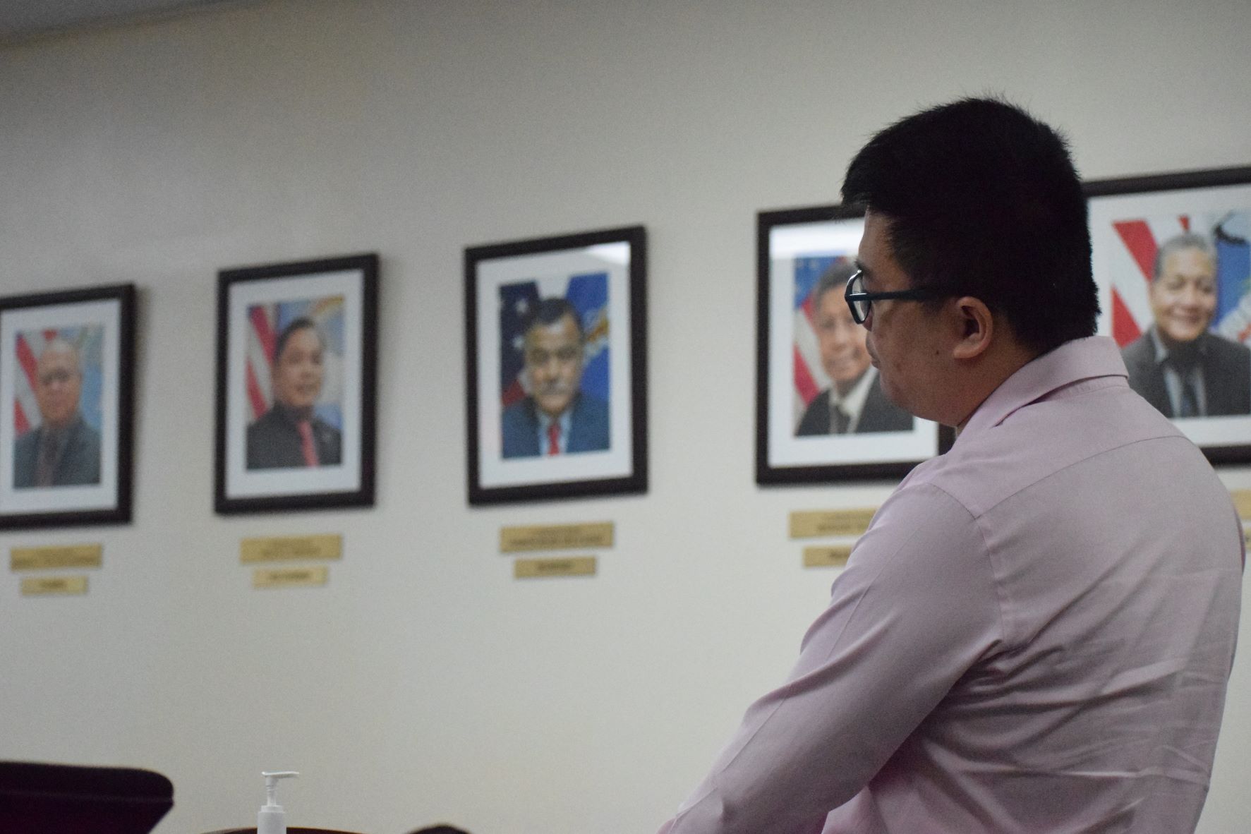 Imperial Pacific International’s human resource business partner, How Yo Chi, fields questions from members of the Commonwealth Casino Commission during a meeting in January. 