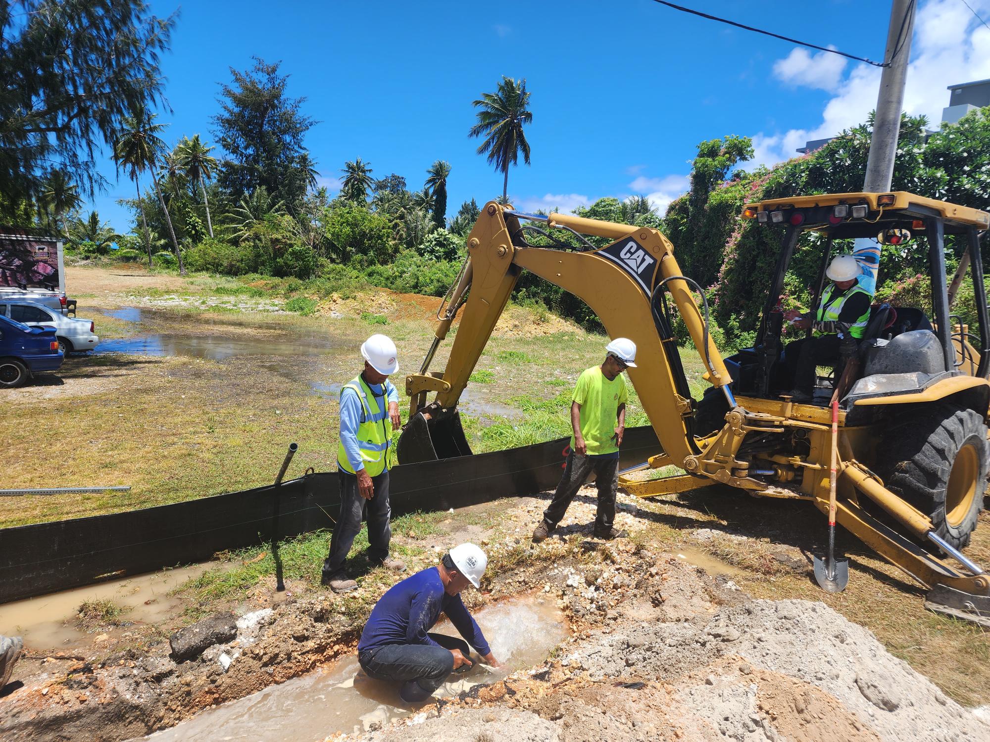 A  backhoe operator hit a water pipe Wednesday morning in Chalan Kanoa.