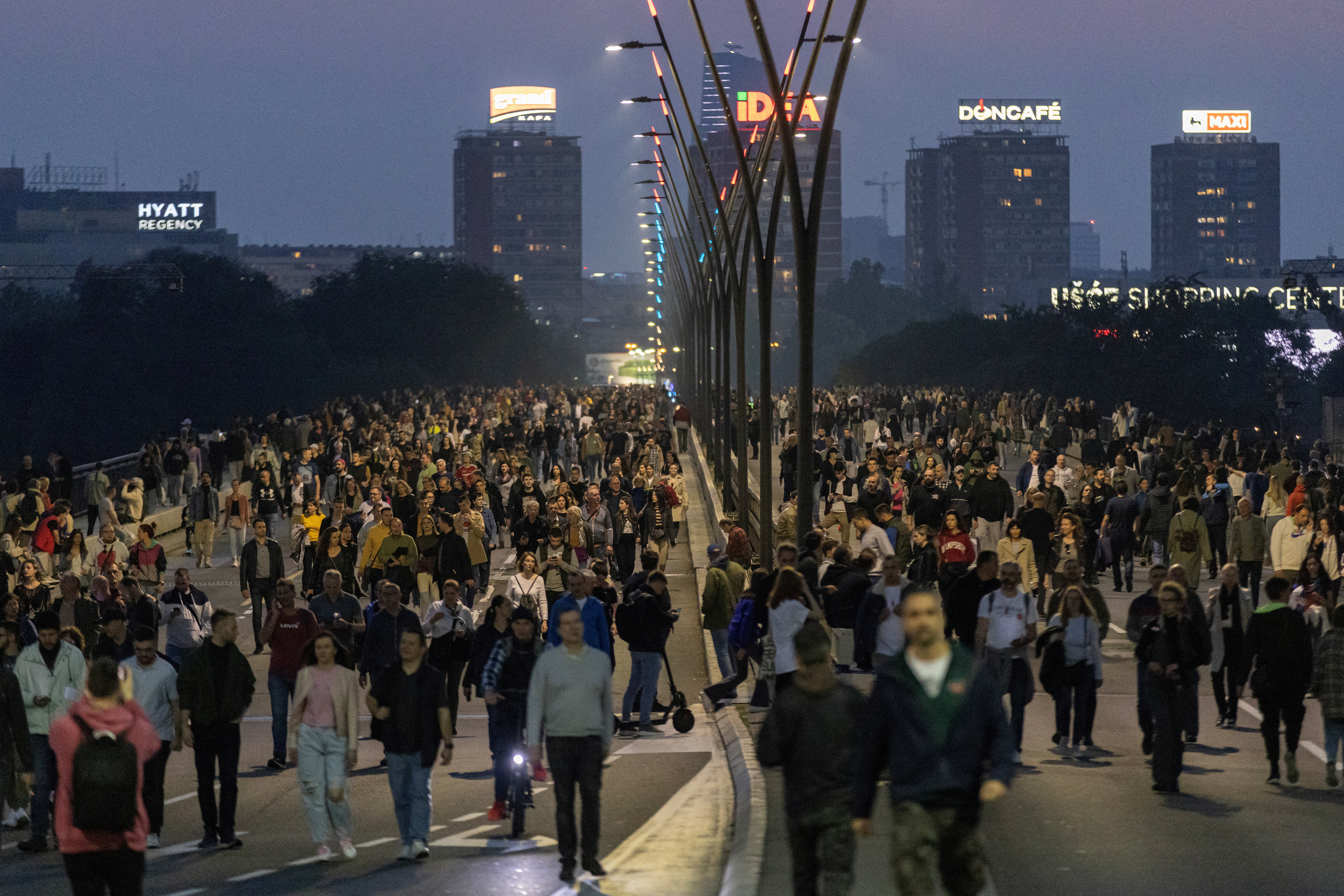 Serbia's main opposition parties protest against violence and in reaction to the two mass shootings in the same week, that have shaken the country, in Belgrade, Serbia, May 19, 2023. REUTERS/Marko Djurica