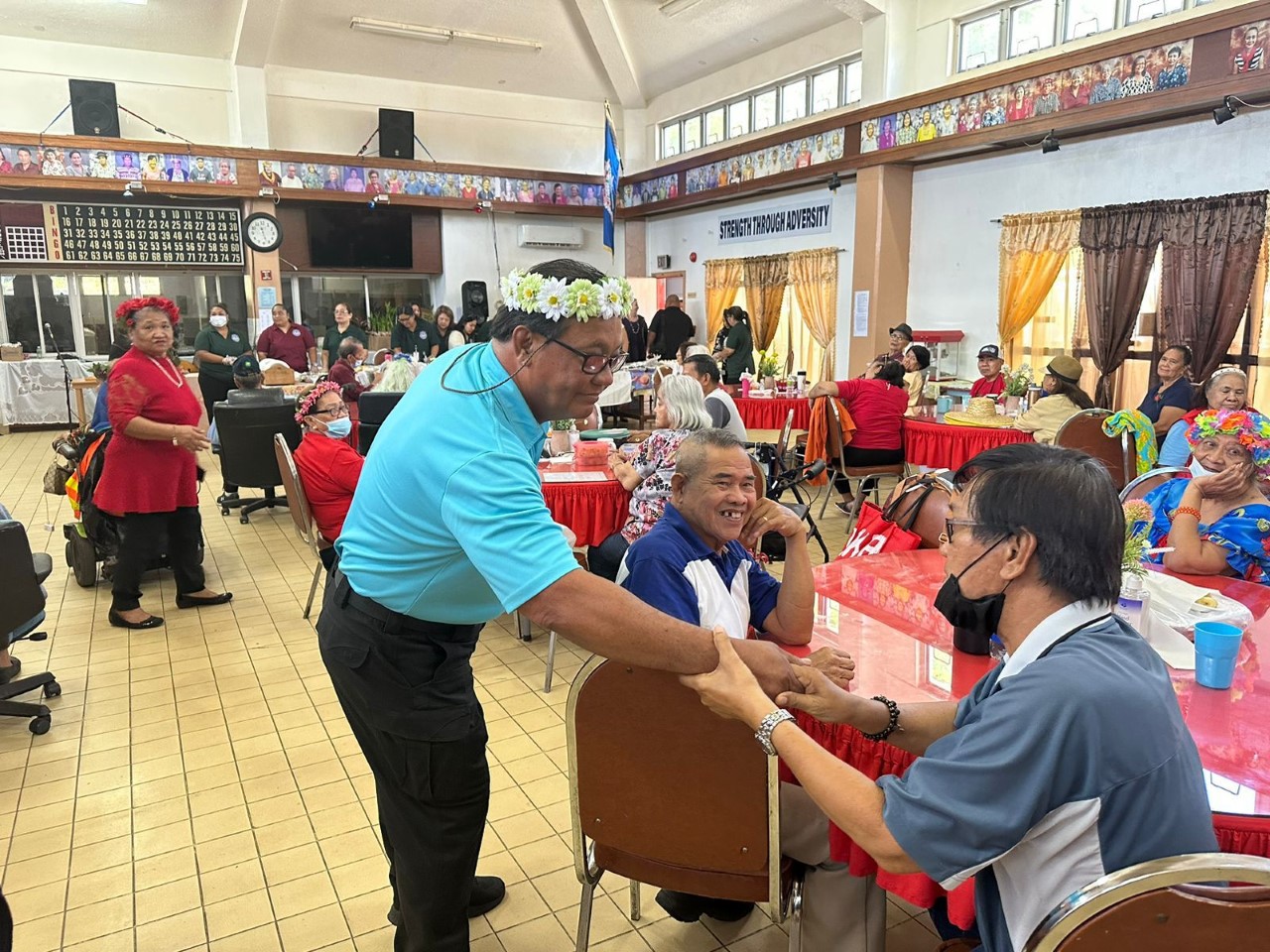 Saipan Mayor Ramon “RB” Camacho greets senior citizens during a lunch event he hosted at the manamko’ center on Monday, May 15.