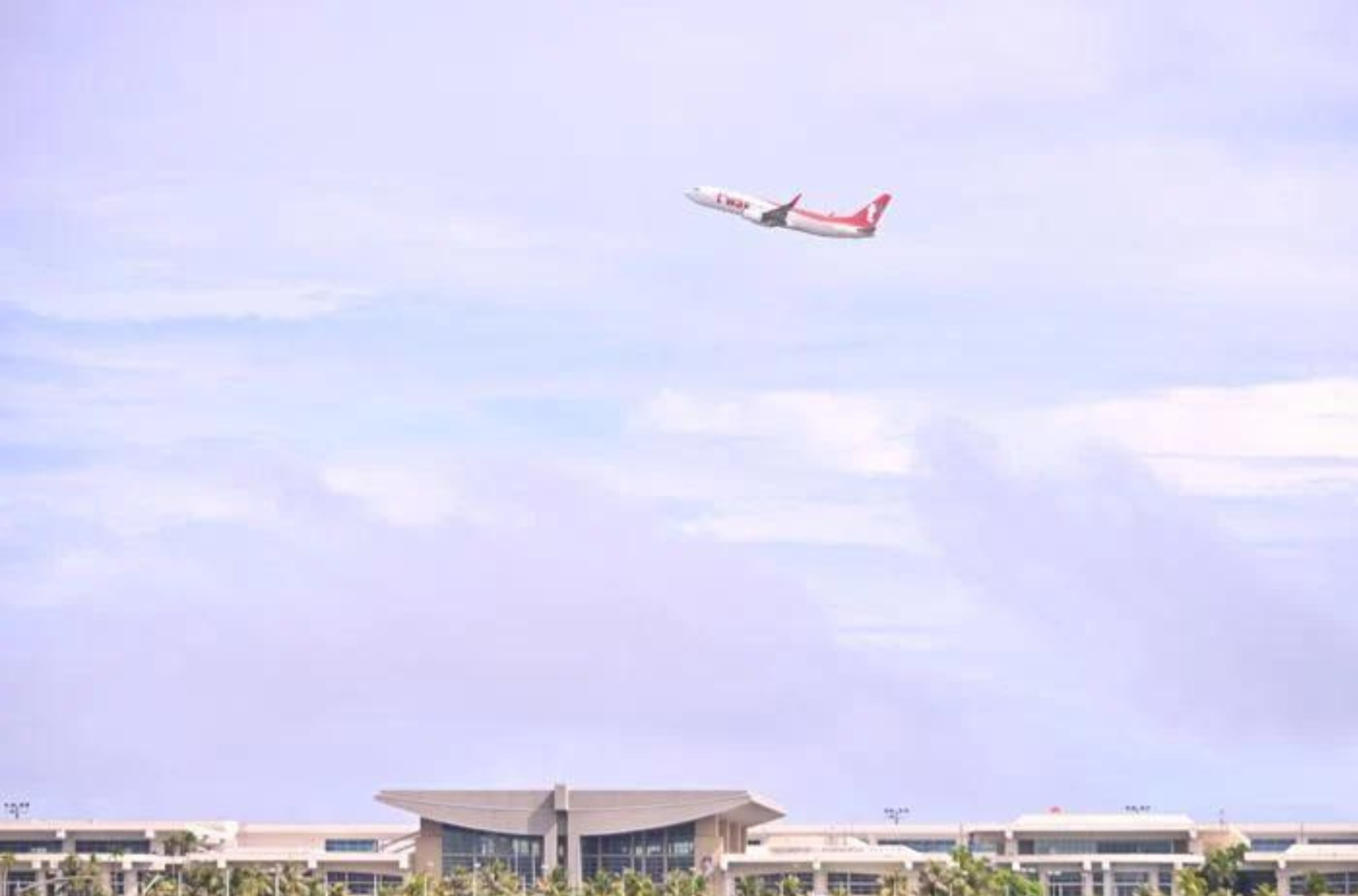 A T'Way aircraft takes off from the A.B. Won Pat International Airport in Tiyan on April 3, 2023. 