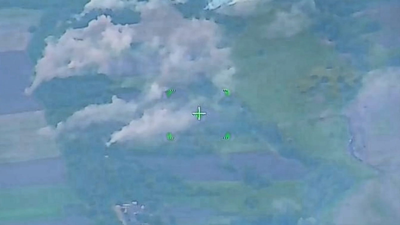 A still image from video, released by Russia's Defense Ministry, shows what it said to be an aerial attack of Russian armed forces against Ukrainian militants in the Belgorod region, at an unknown location, in this image taken from handout footage released May 23, 2023. Russian Defense Ministry/Handout via REUTERS