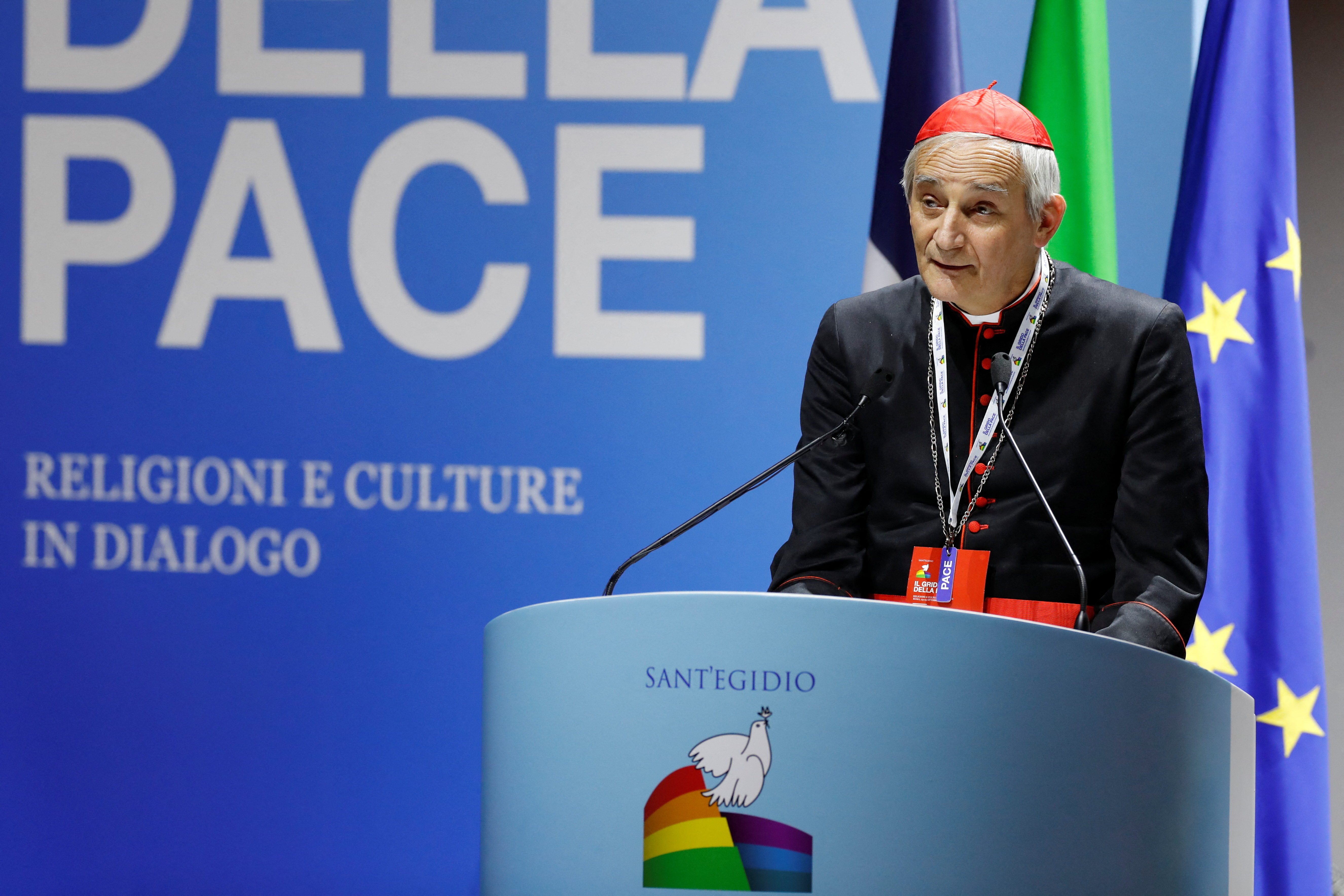 FILE PHOTO: Cardinal Matteo Zuppi attends the opening of the inter-religious meeting "The Cry of Peace" in Rome, Italy, October 23, 2022. REUTERS/Remo Casilli