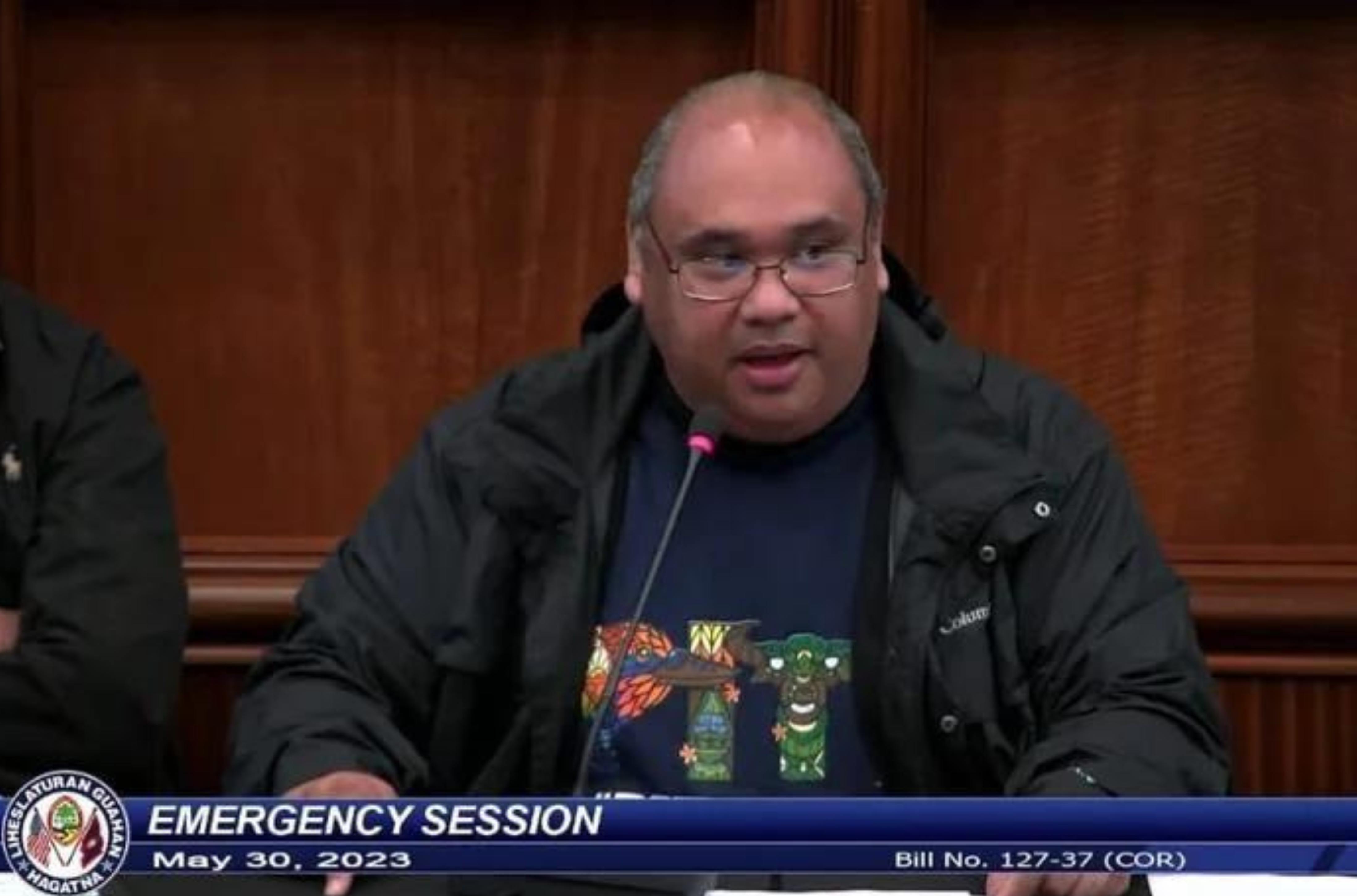 Piti Mayor Jesse Alig blasts the Leon Guerrero administration during emergency session Tuesday, May 30, 2023, at the Guam Congress Building in Hagåtña. If there was a response plan for Typhoon Mawar, he told lawmakers, “the plan failed.” Screenshot from the 37th Guam Legislature's YouTube channel