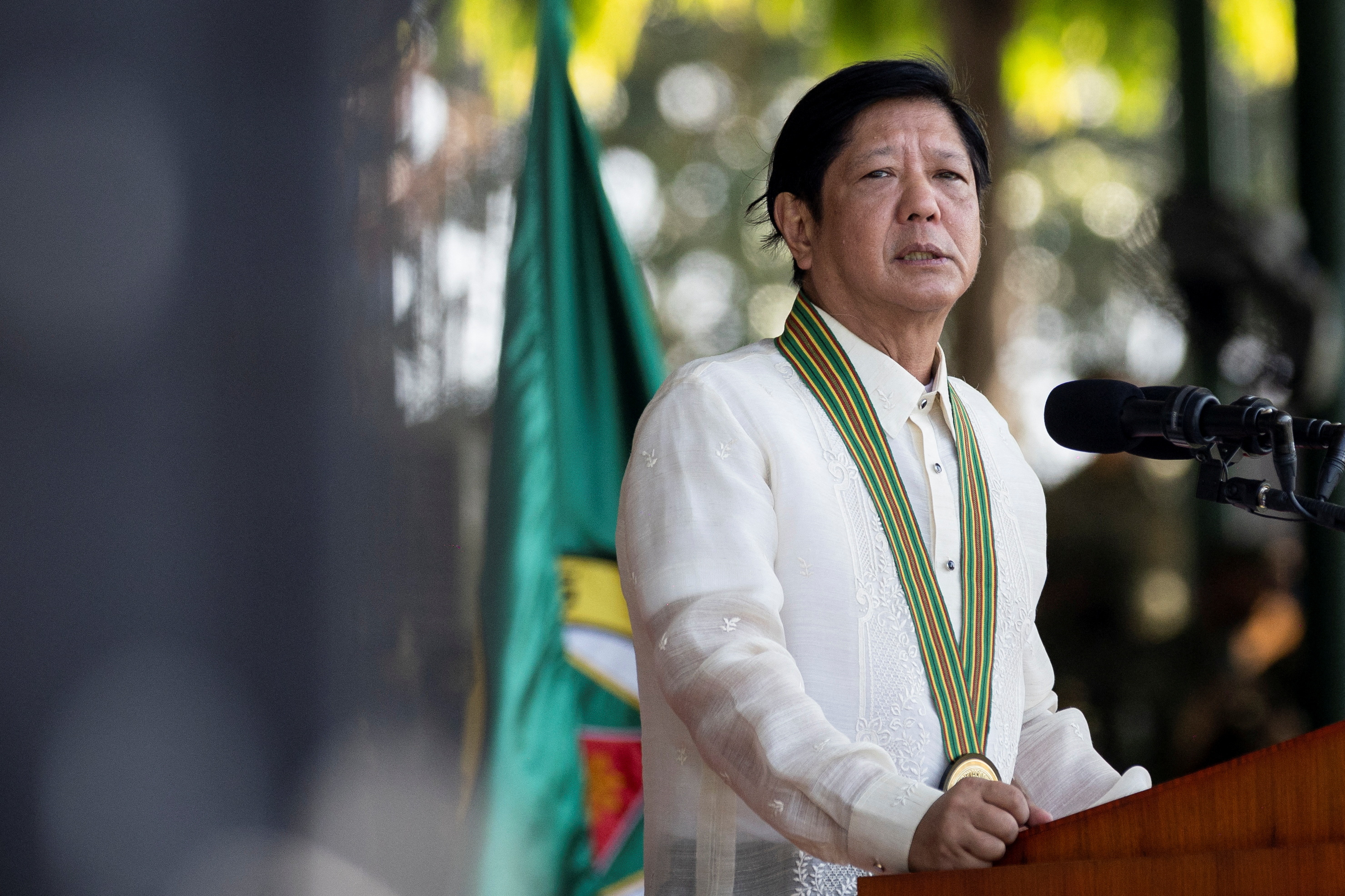 FILE PHOTO: Philippines President Ferdinand "Bongbong" Marcos Jr. delivers a speech on the 126th founding anniversary of the Philippines army at Fort Bonifacio, in Taguig, Philippines, March 22, 2023. REUTERS/Eloisa Lopez