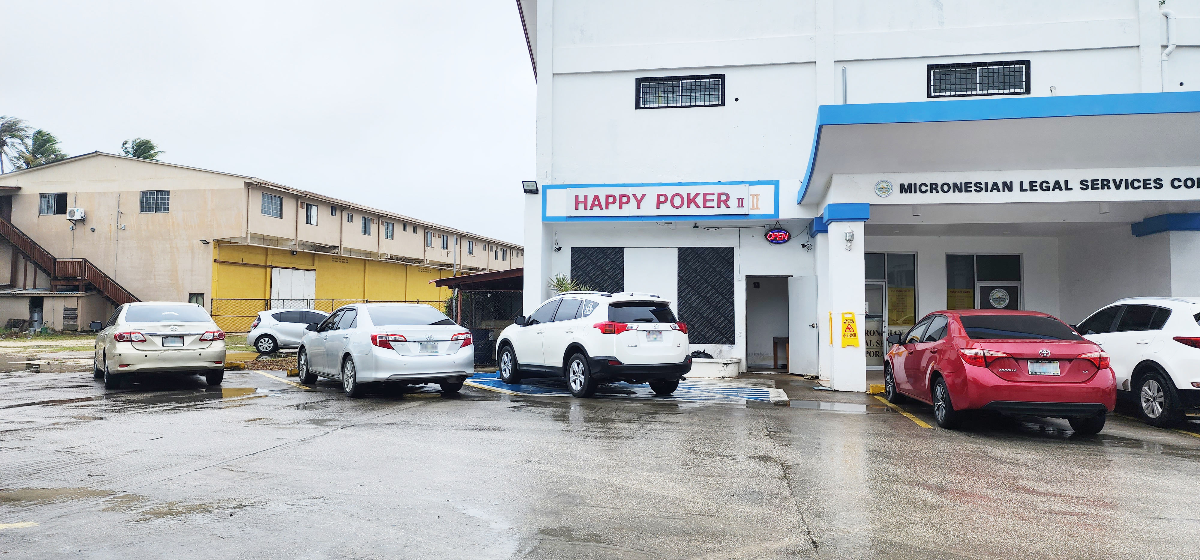 "The typhoon is nothing to worry about. It is not here on Saipan but on Guam," a poker arcade customer said on Wednesday.