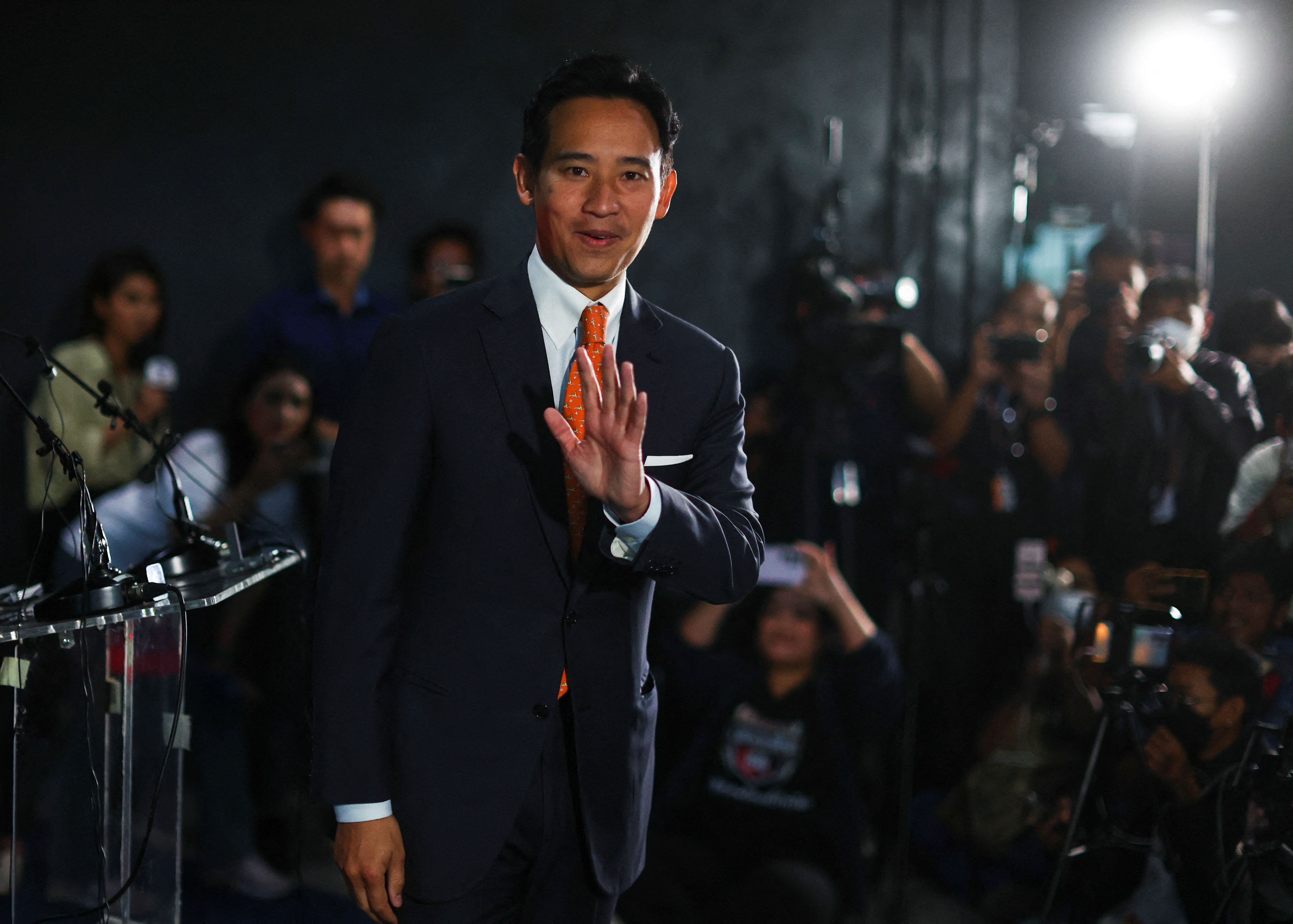 Move Forward Party leader and prime ministerial candidate, Pita Limjaroenrat, attends a press conference following the general election, at the party's headquarters in Bangkok, Thailand, May 15, 2023. REUTERS/Athit Perawongmetha