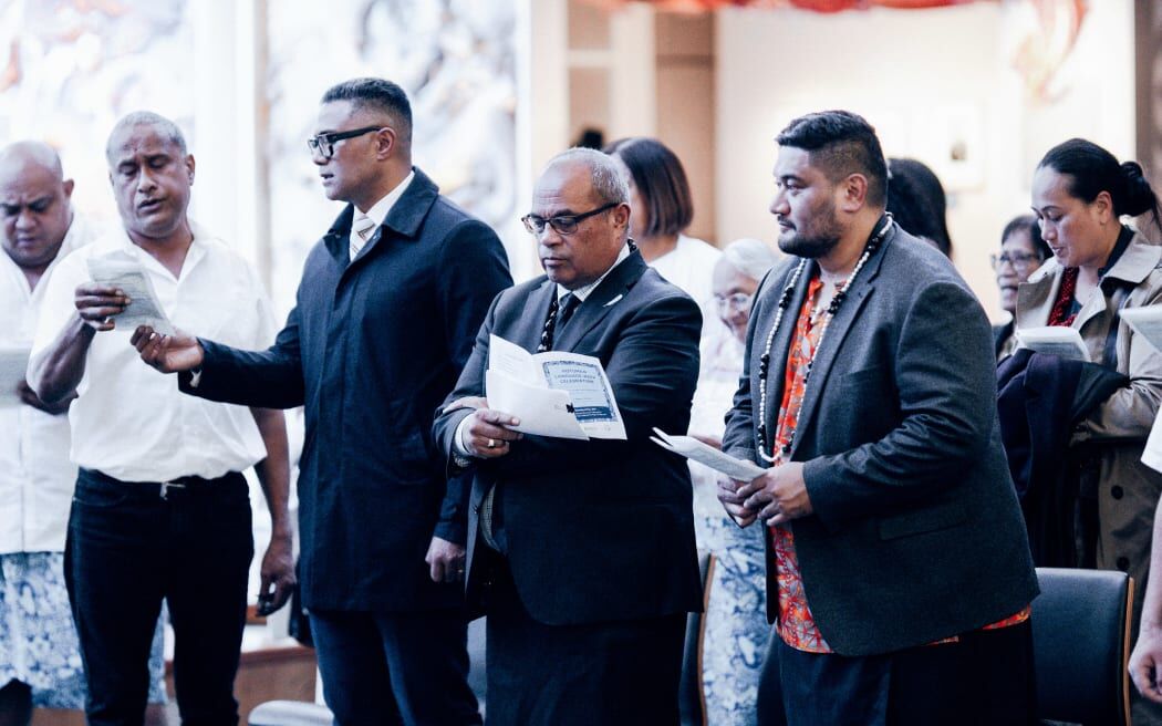 Former Minister for Pacific Peoples, Aupito William Sio, second right, at a past Rotuman Language Week event