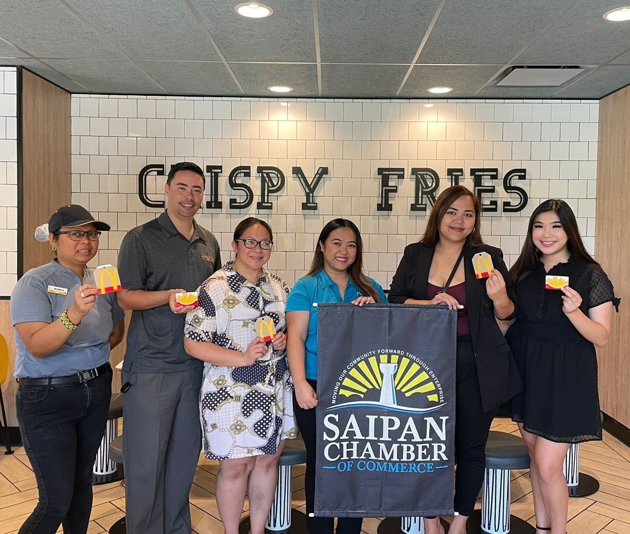 From left, Dr. Joshua Wise, Saipan Chamber of Commerce vice president; Mable Glenn, executive assistant to the president of McDonald’s of Guam and Saipan; Nicole Babauta, Saipan Chamber of Commerce board director; Kim Camacho, Saipan  Chamber of Commerce executive director; and Riley Buenaventura, Saipan  Chamber of Commerce, marketing and membership coordinator.
