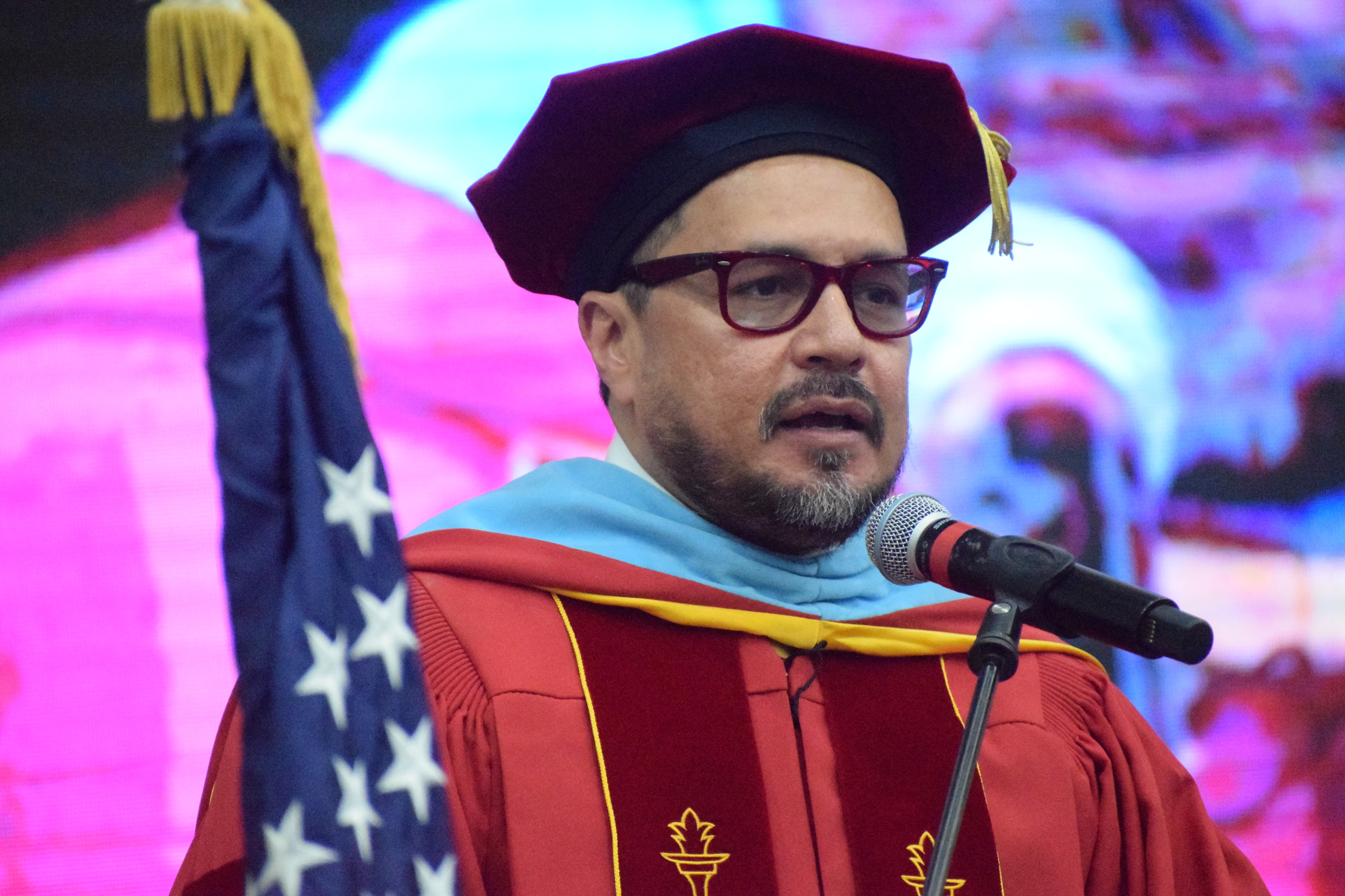 Northern Marianas College President Dr. Galvin Deleon Guerrero delivers his remarks.