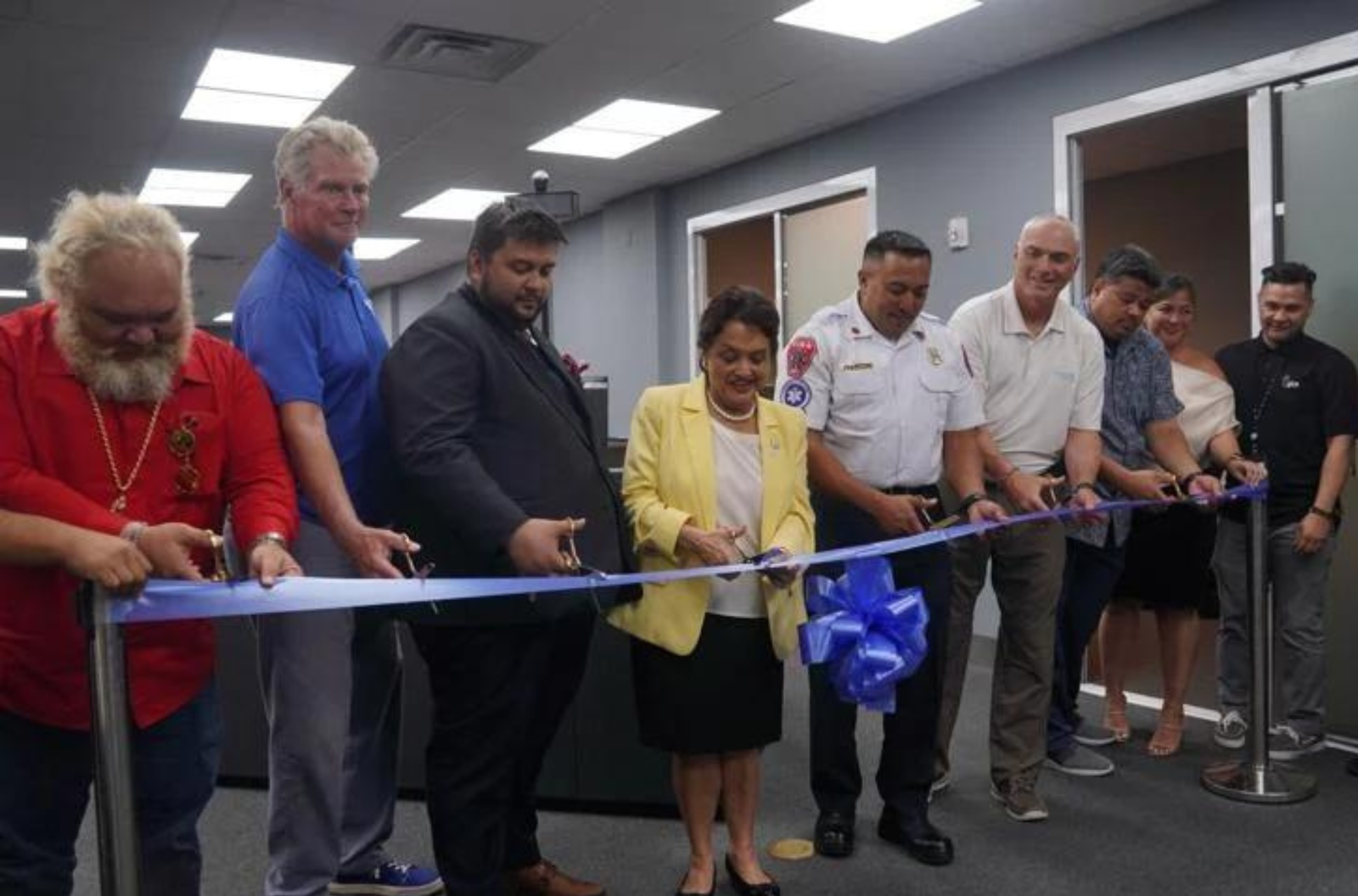 A ribbon-cutting ceremony was held for a brand-new 911 center Monday, May 8, 2023, at the Guam Fire Department offices in Hagåtña. 