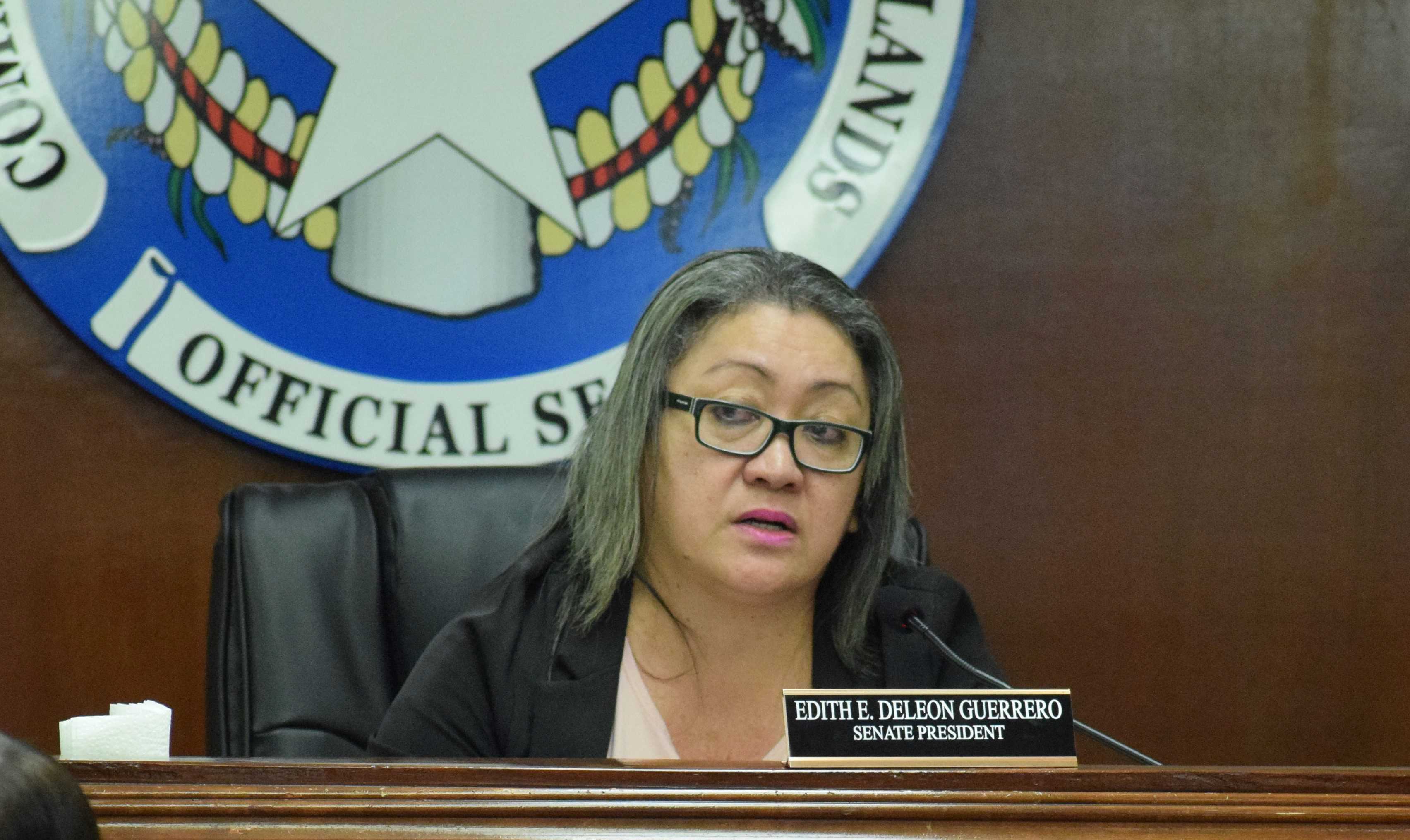 Senate President Edith Deleon Guerrero speaks during a recent Senate session.