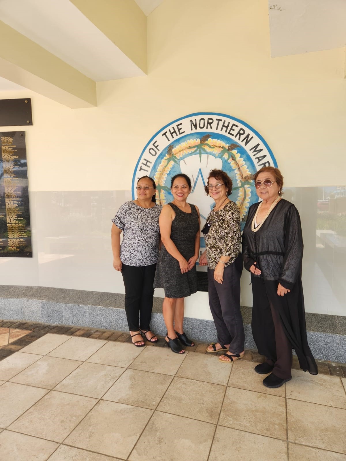 From left, 17th Saipan and Northern Islands Municipal Council Secretary   Carmen C. Pangelinan, ITE engineer Velma Palacios, Council Chairwoman Marian DLG Tudela, and Council Vice Chairwoman Antonia M. Tudela at the Chalan Kanoa Leadership Kiosku.