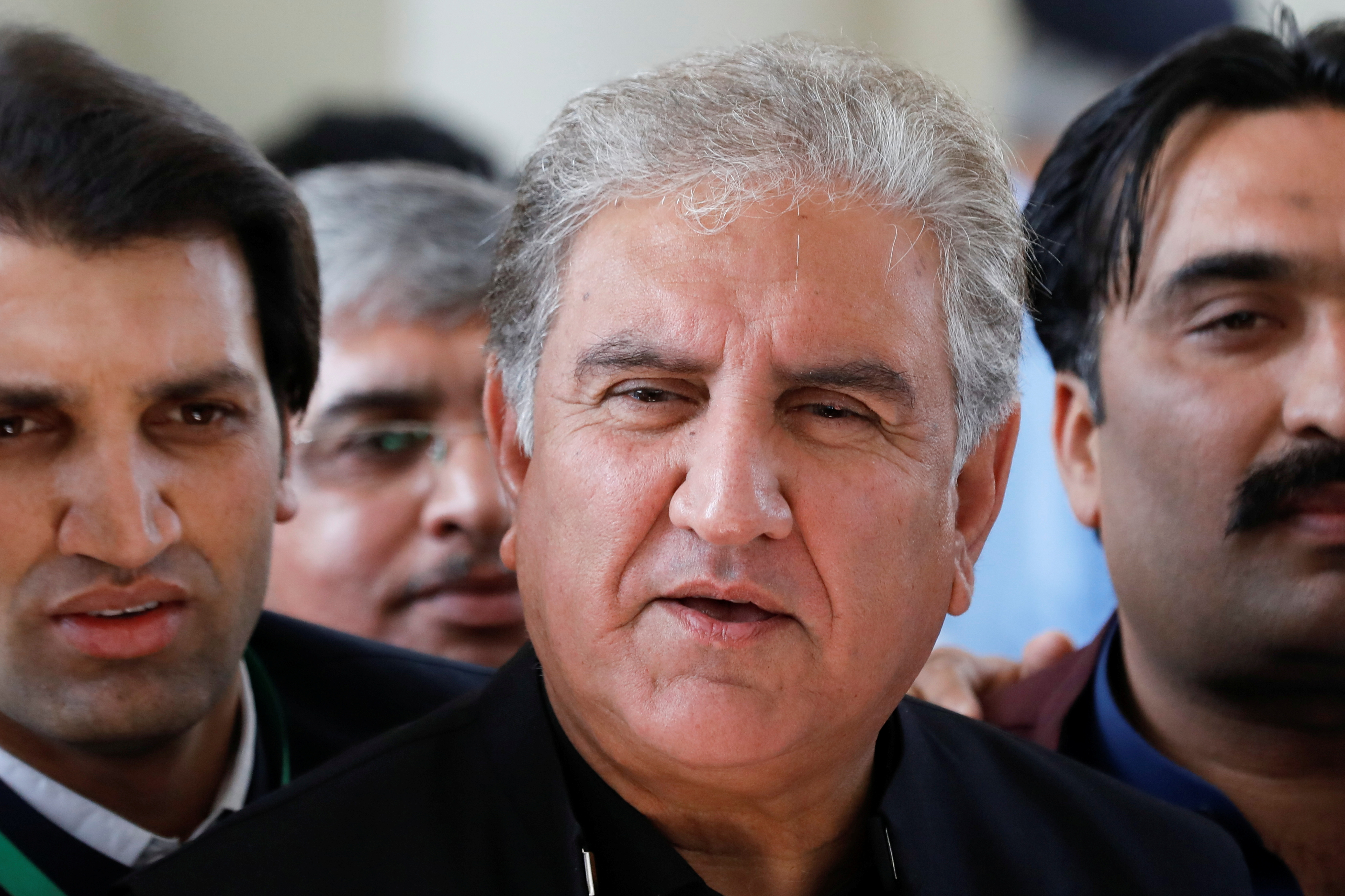 FILE PHOTO: Pakistan's Former Foreign Minister Shah Mahmood Qureshi speaks with the media after the proceedings at the Supreme Court in Islamabad, Pakistan April 4, 2022. REUTERS/Akhtar Soomro