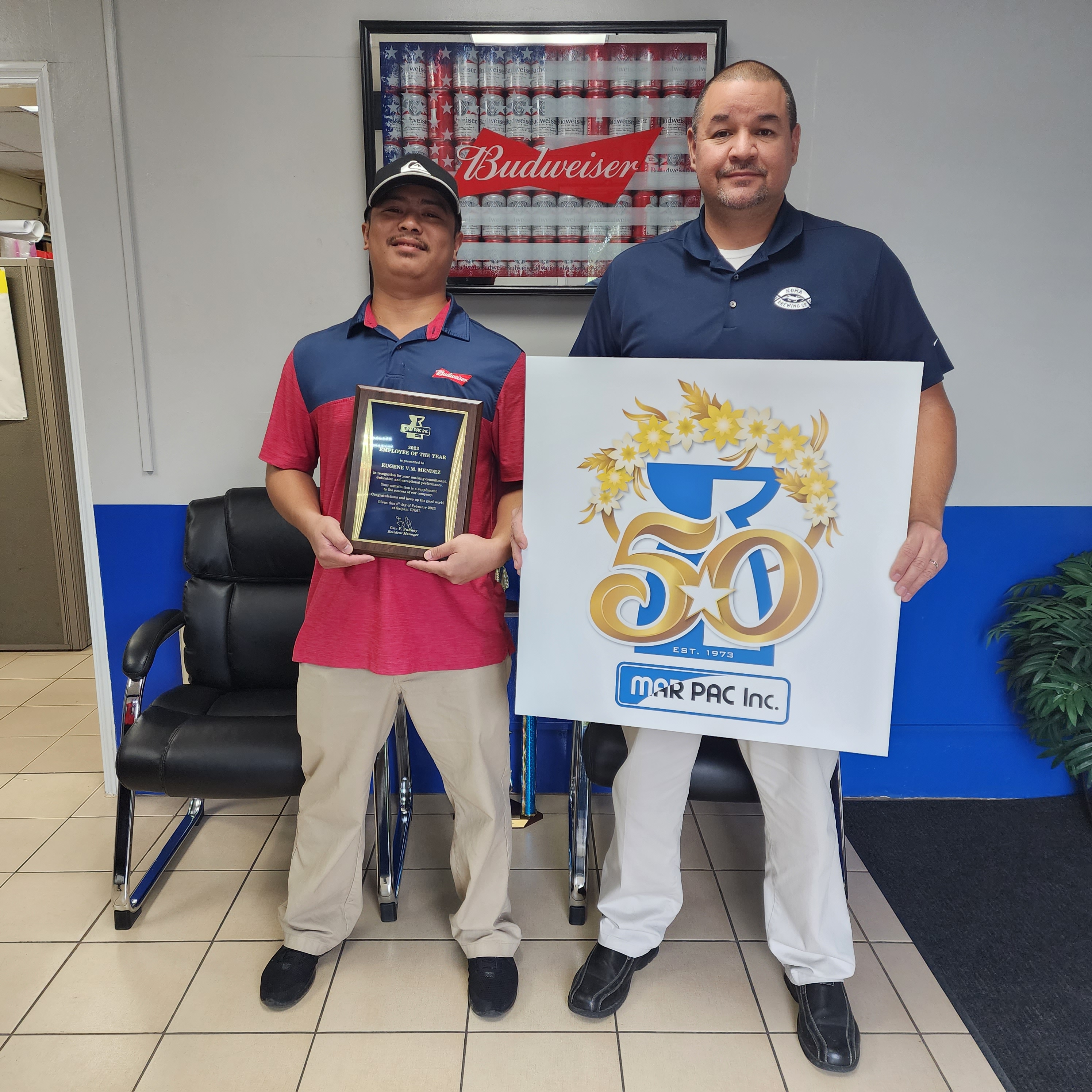 Eugene Mendez, left, Marpac consumer sales representative, with Guy Pudney, Marpac resident manager.