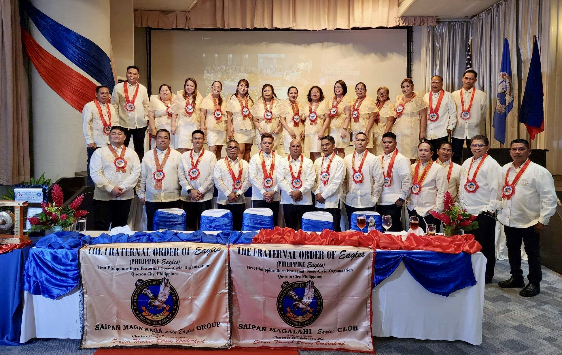 The Saipan Maga'lahi Eagles Club and Saipan Maga'Haga Lady Eagles Group’s newly installed officers and board of directors for Eagle Year 2023