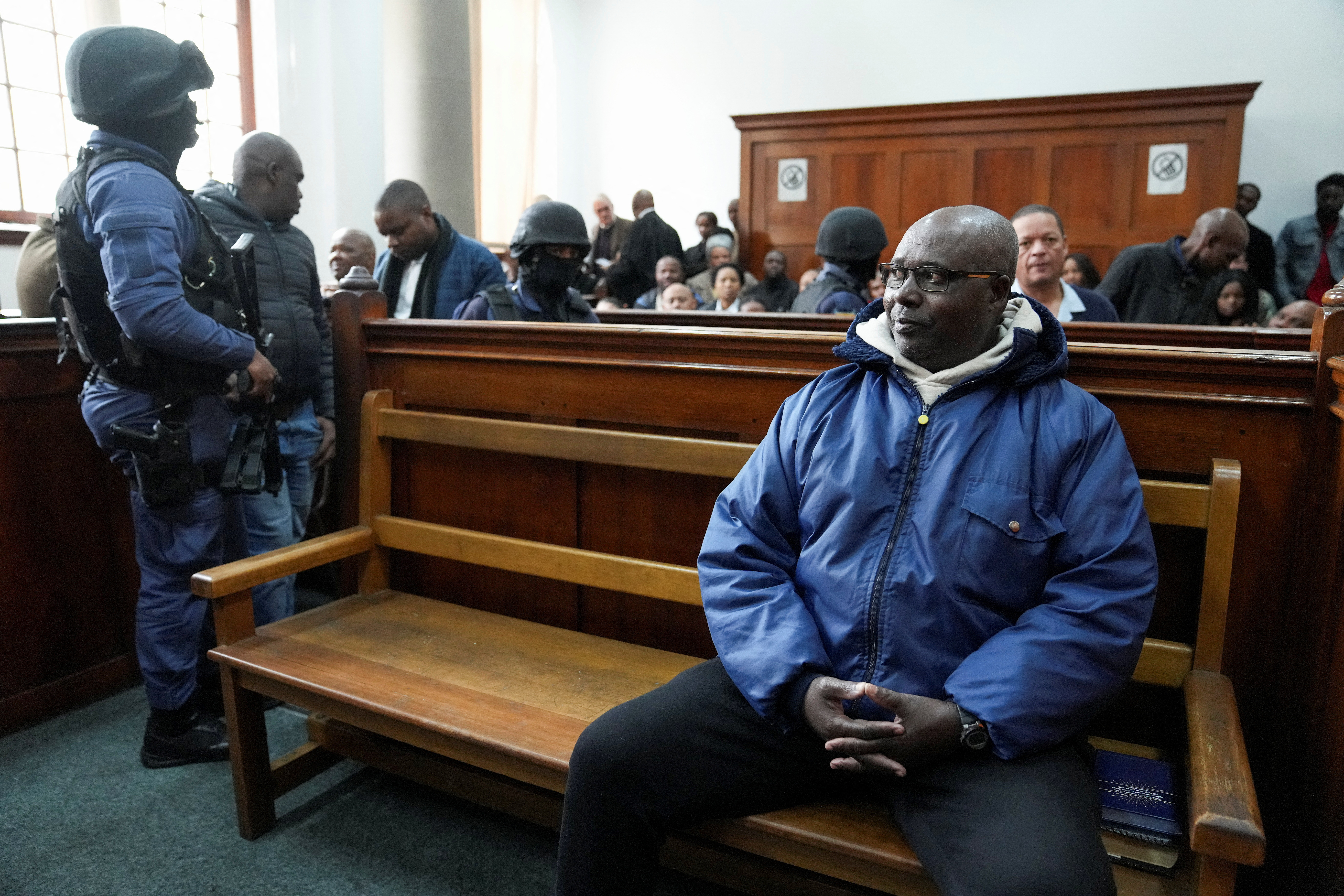 Rwandan genocide suspect Fulgence Kayishema appears in the Cape Town Magistrates Court, in Cape Town, South Africa May 26, 2023. REUTERS/Nic Bothma