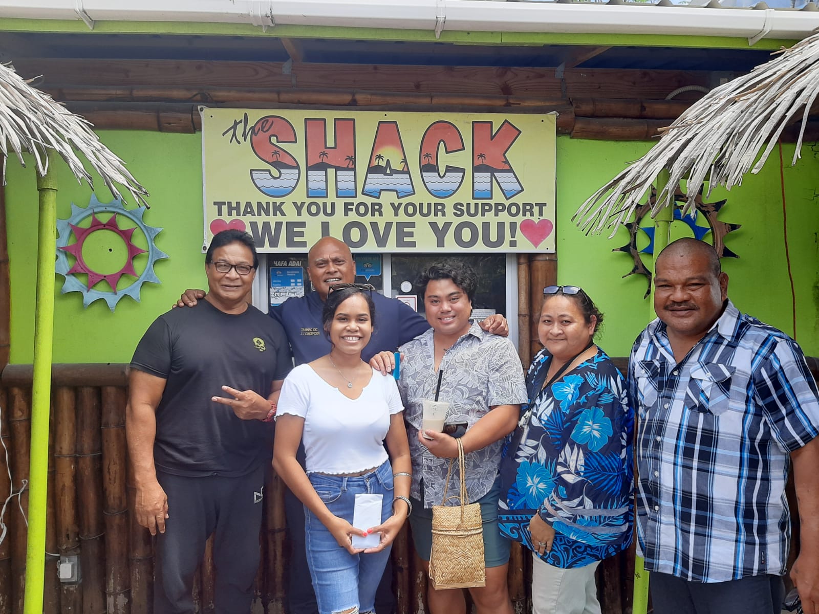 From left, Gus Litulumar, Marianas Music Association treasurer; JJ Concepcion, MMA president; MJ Sikebert, Shack general manager; Joshua Villagmoez, intern, Indigenous Affairs Office; Melanie T. Wennio, cultural specialist, IAO; and Ross Manglona, resident executive, IAO.