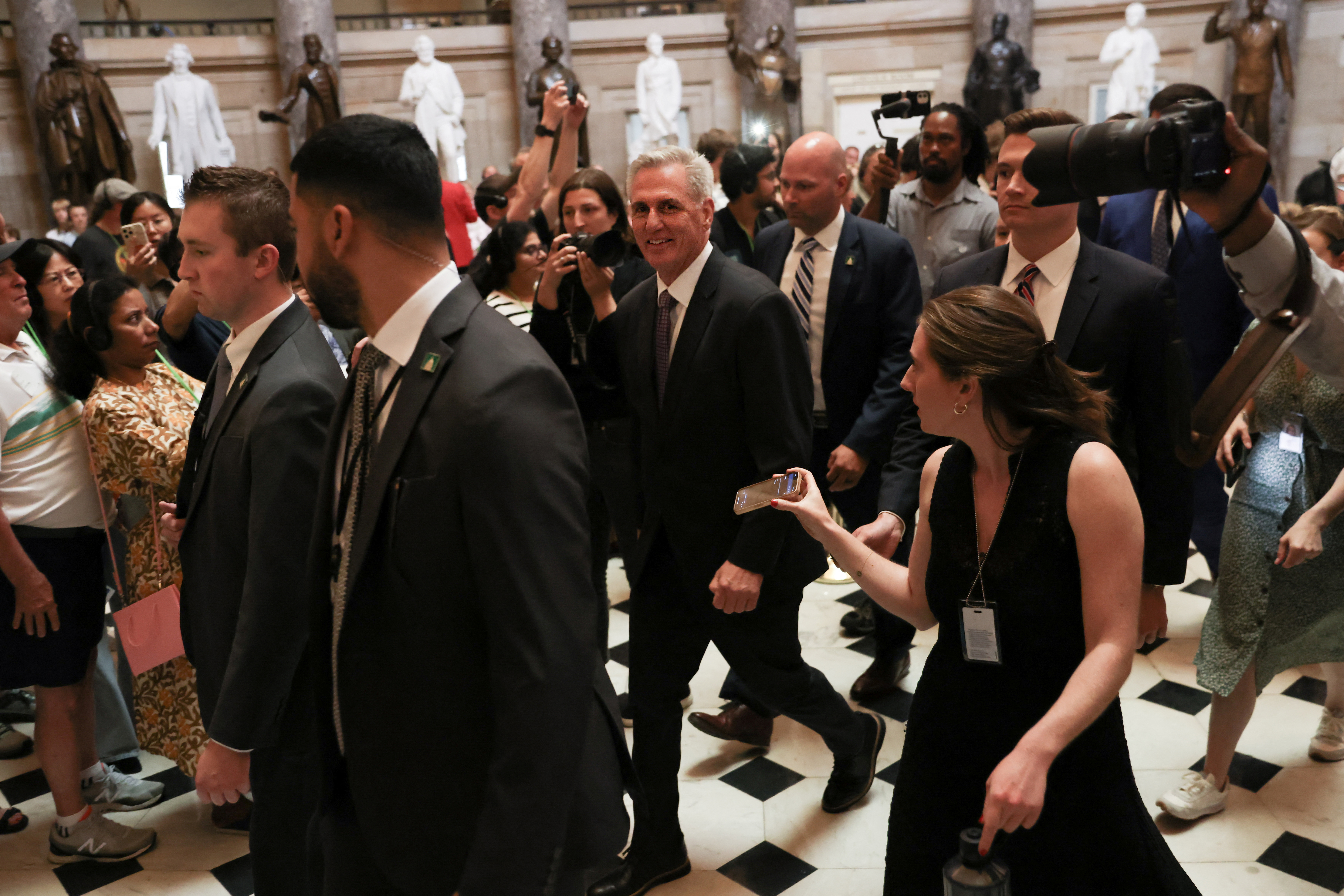 U.S. House Speaker Kevin McCarthy, R-Calif., walks from his office to the House floor at the U.S. Capitol ahead of an expected vote in the U.S. House of Representatives on a bill raising the federal government's $31.4 trillion debt ceiling, in Washington, D.C., May 31, 2023.