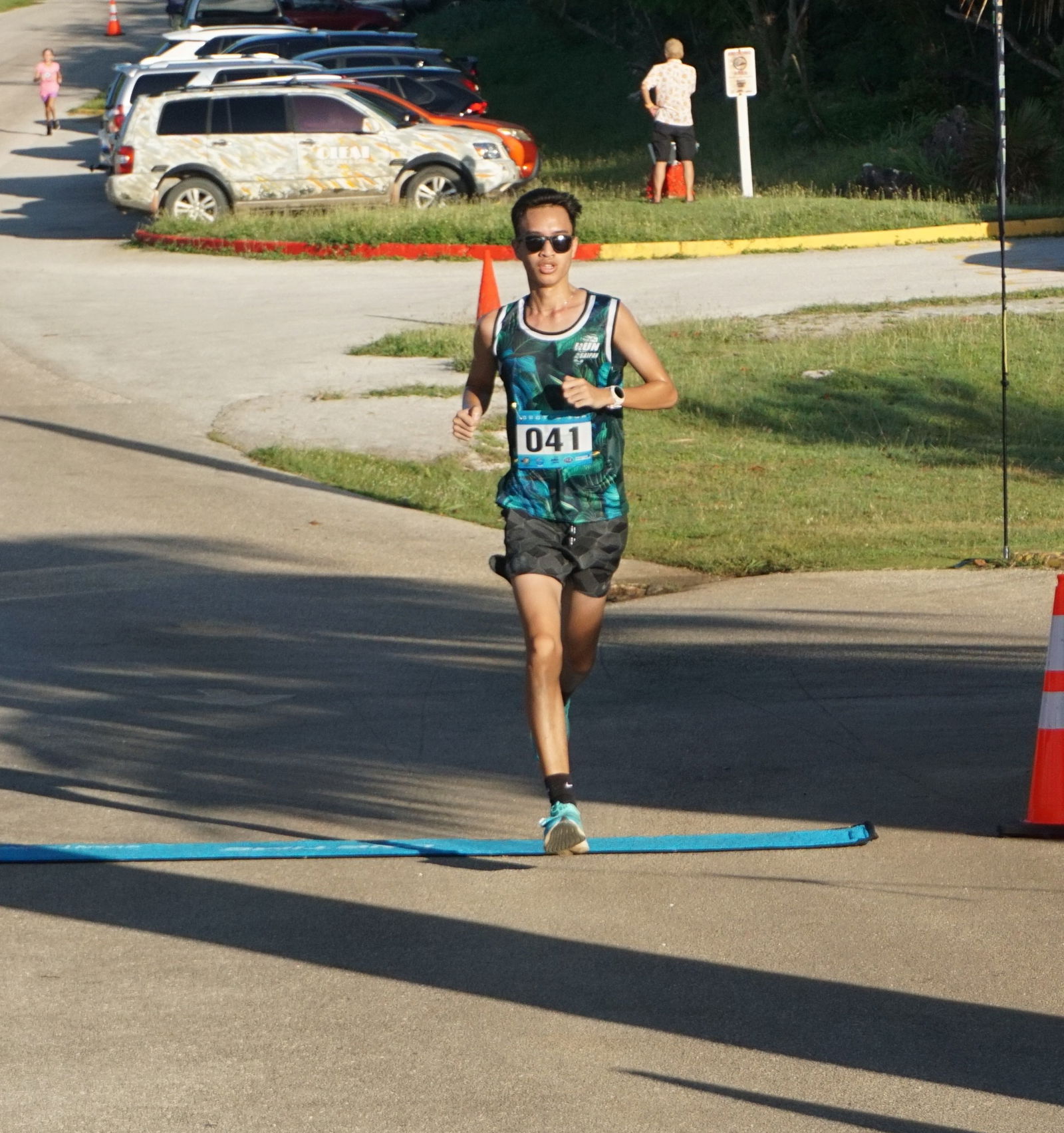 Sildrey Veloria makes his way to the finish line of the 2nd Run Saipan Grotto 10K3 Saturday at the Grotto.