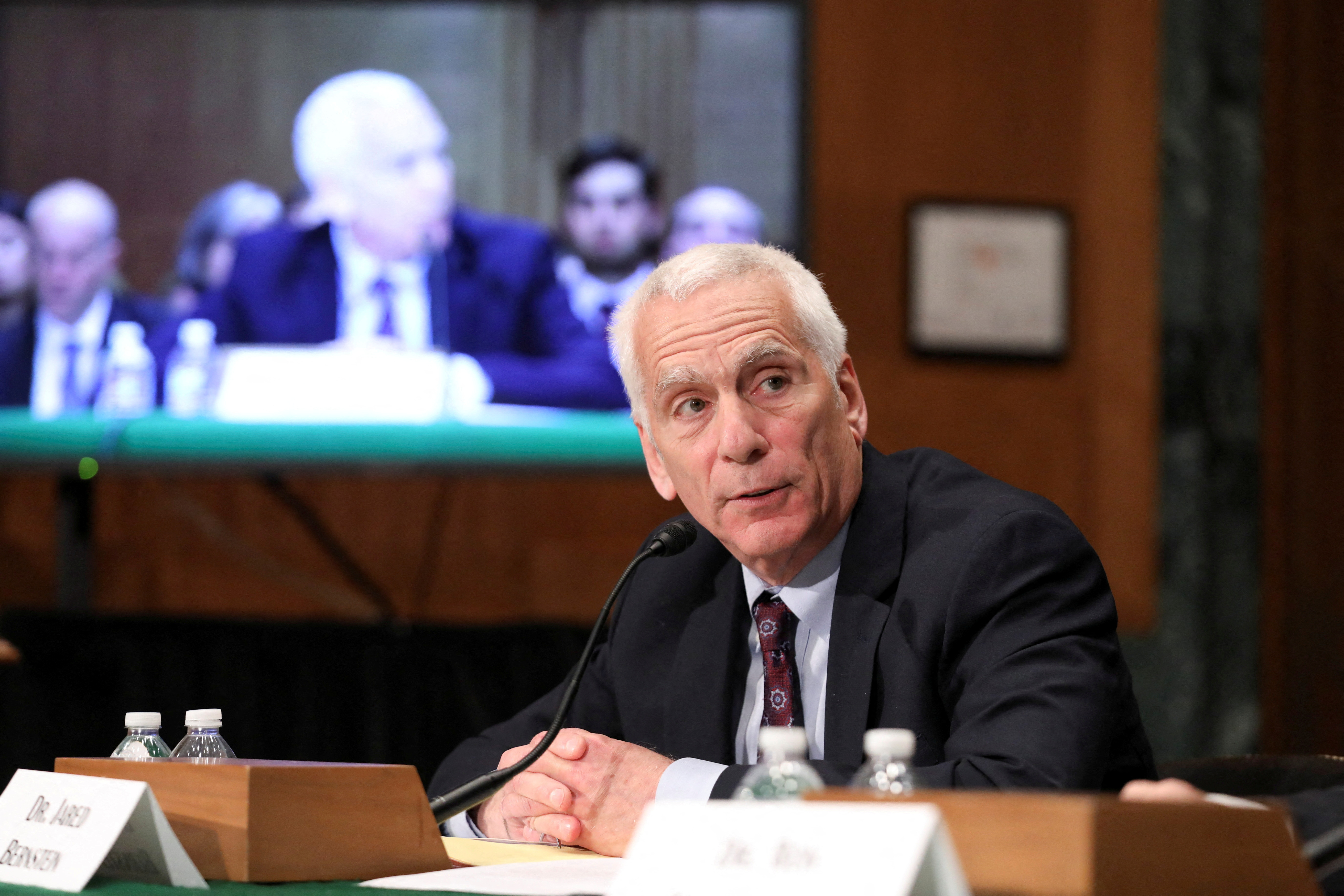 FILE PHOTO: Dr. Jared Bernstein testifies on his nomination to be Chairman of the Council of Economic Advisers during a Senate Banking, Housing and Urban Affairs Committee hearing on Capitol Hill in Washington, U.S., April 18, 2023. REUTERS/Amanda Andrade-Rhoades/ File Photo